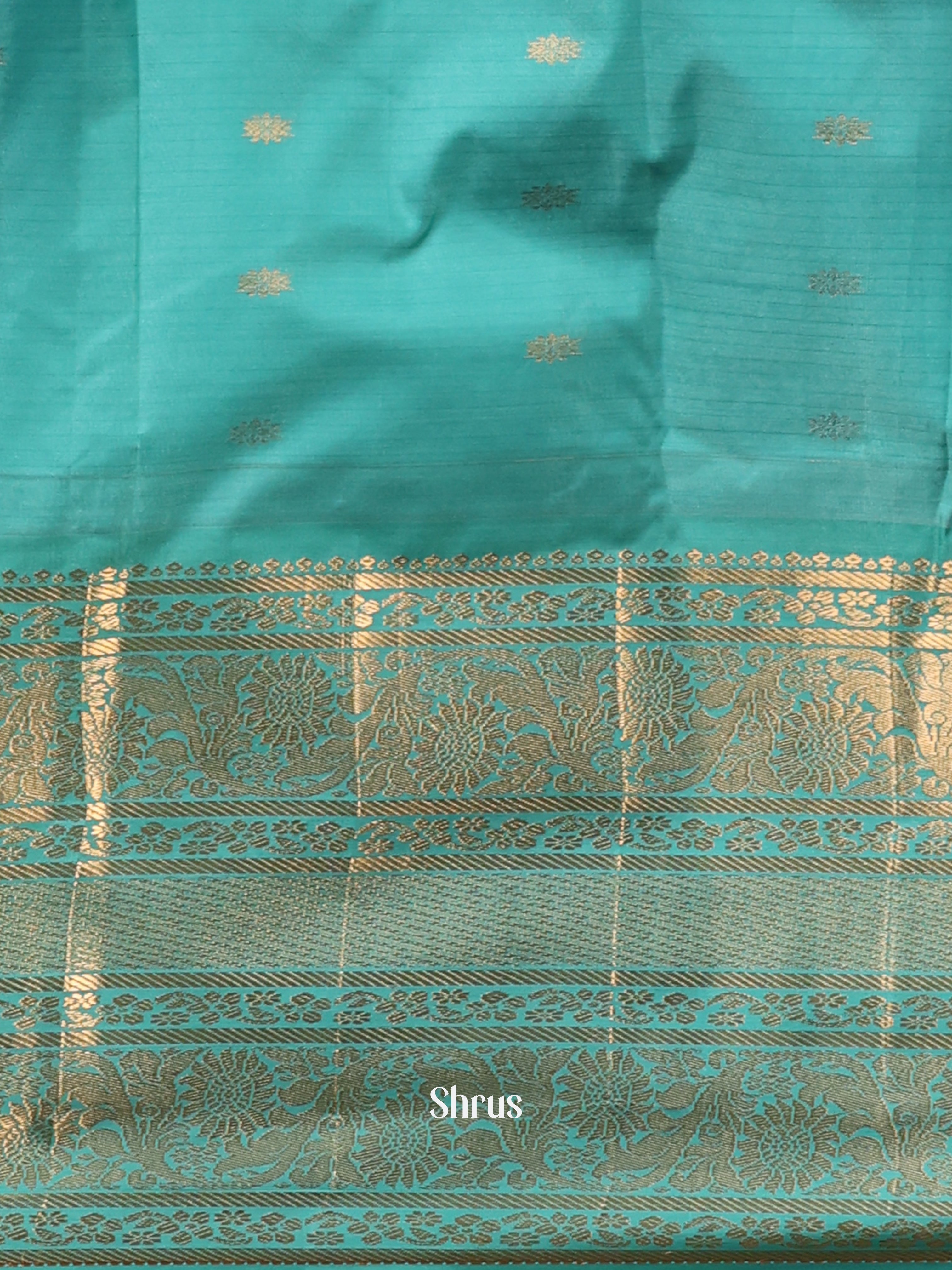 Violet & Teal - Gadwal halfpure Saree