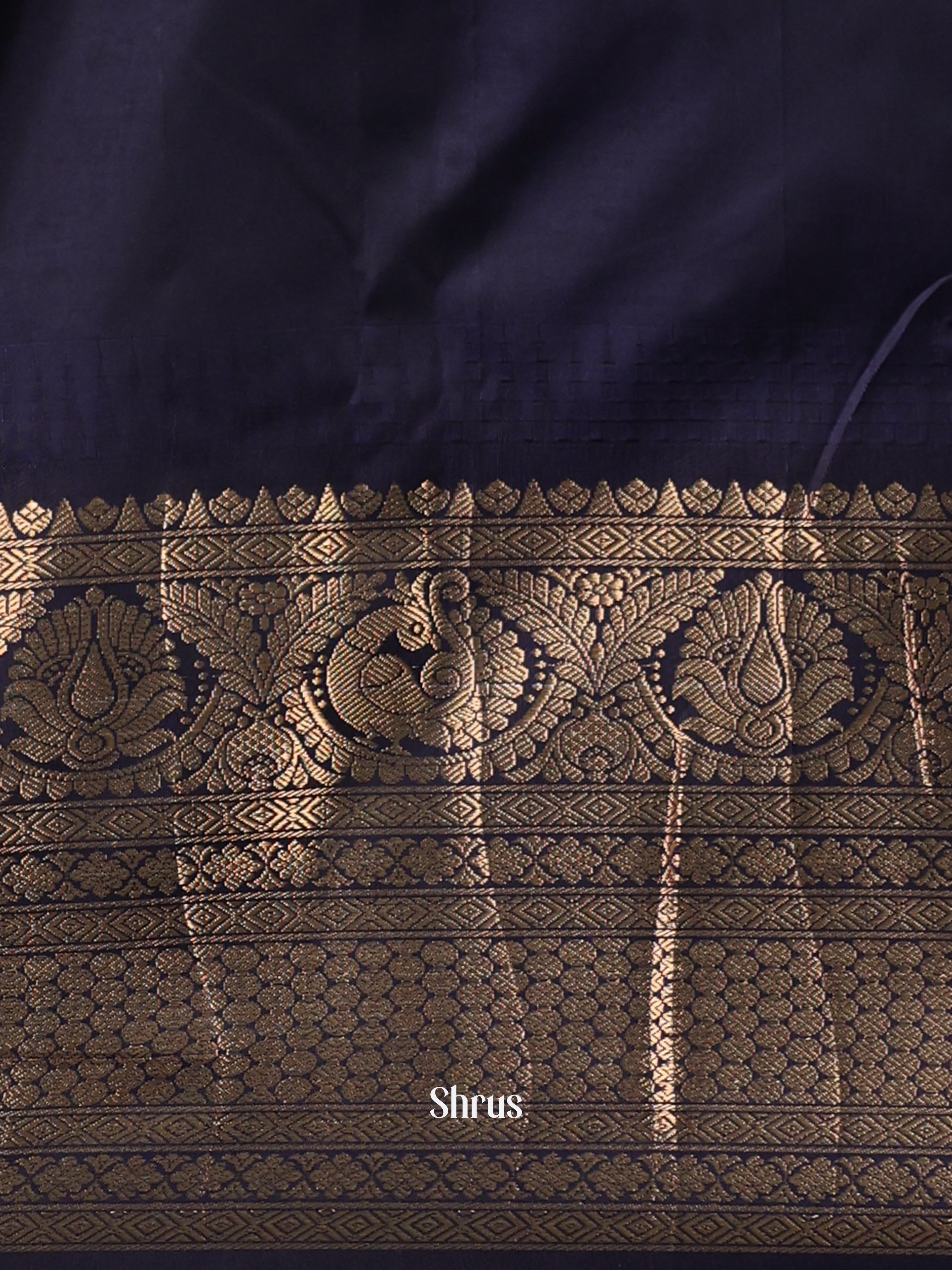 Teal & Navy Blue - Gadwal halfpure Saree