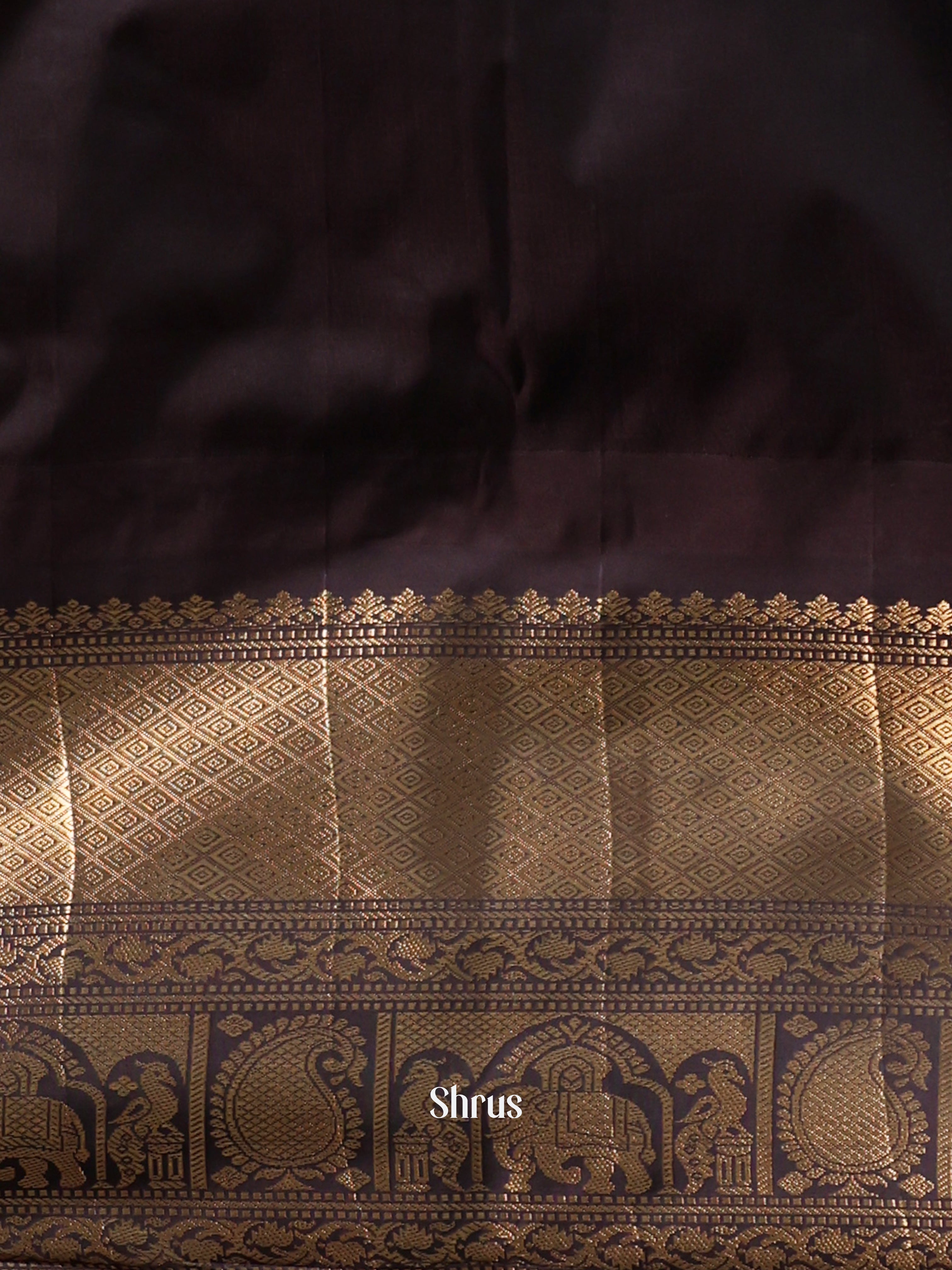 Orange & Black - Gadwal halfpure Saree