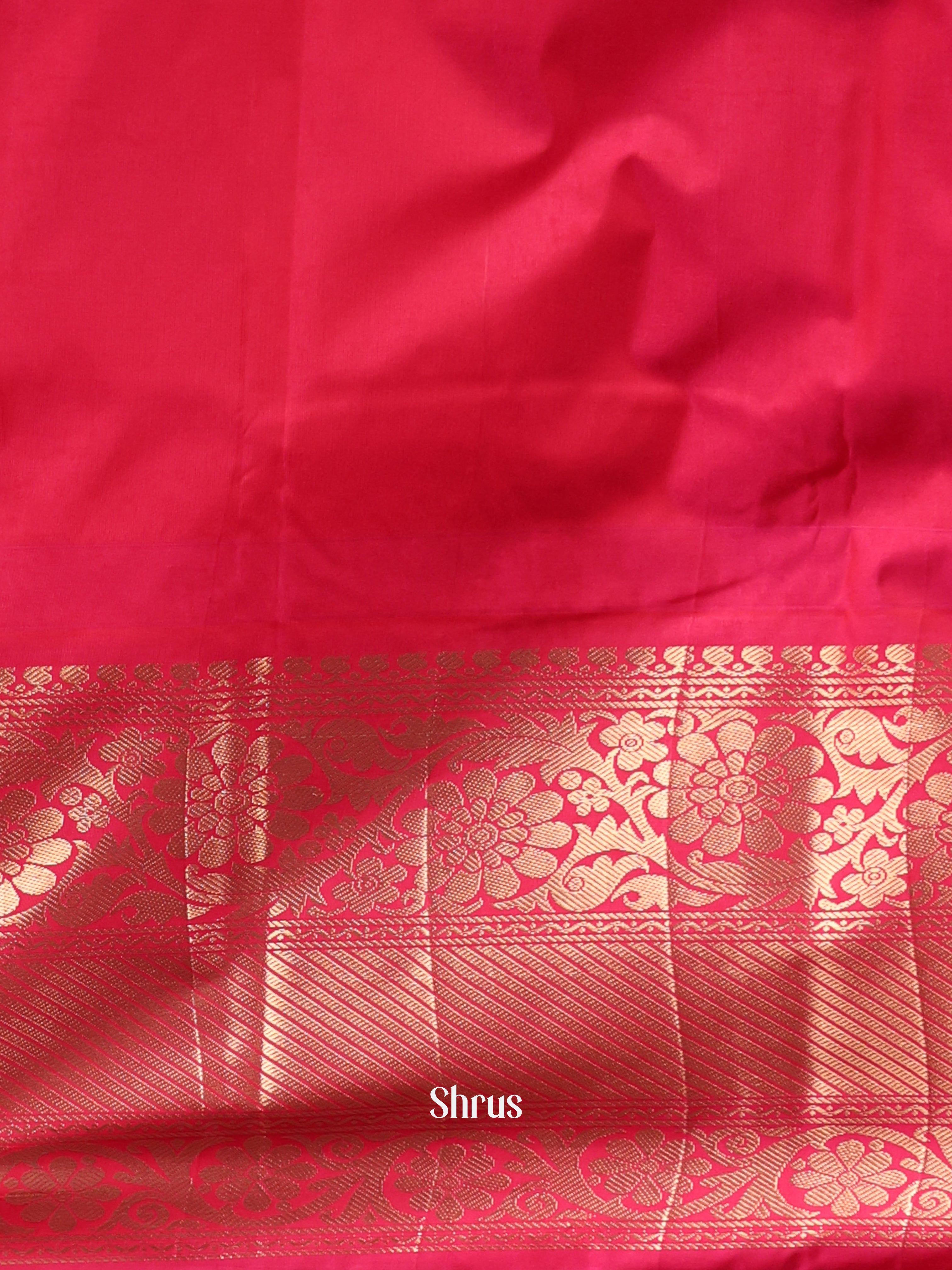 Lite Pink & Pink - Gadwal halfpure Saree