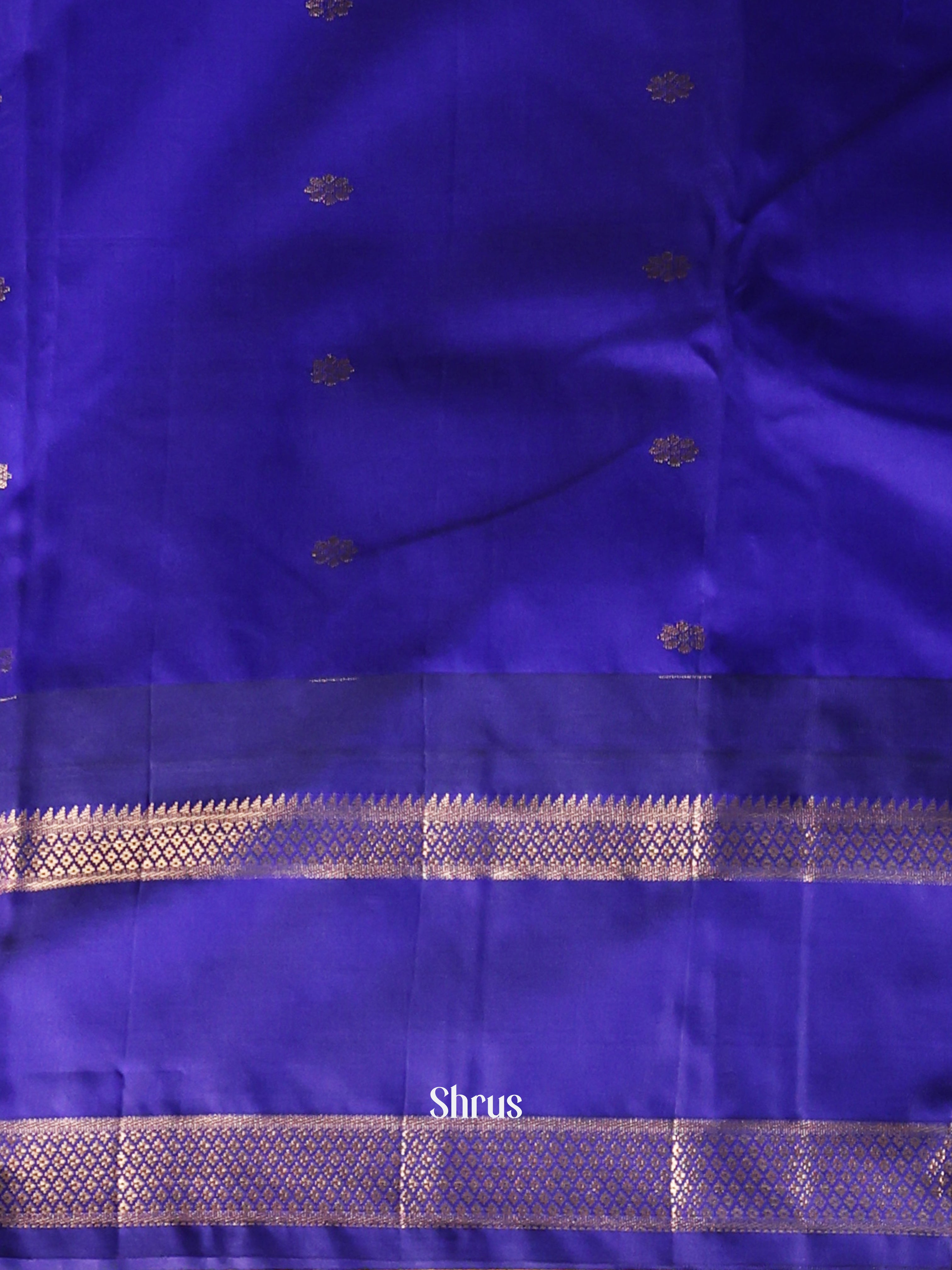 Purple & Blue - Gadwal halfpure Saree