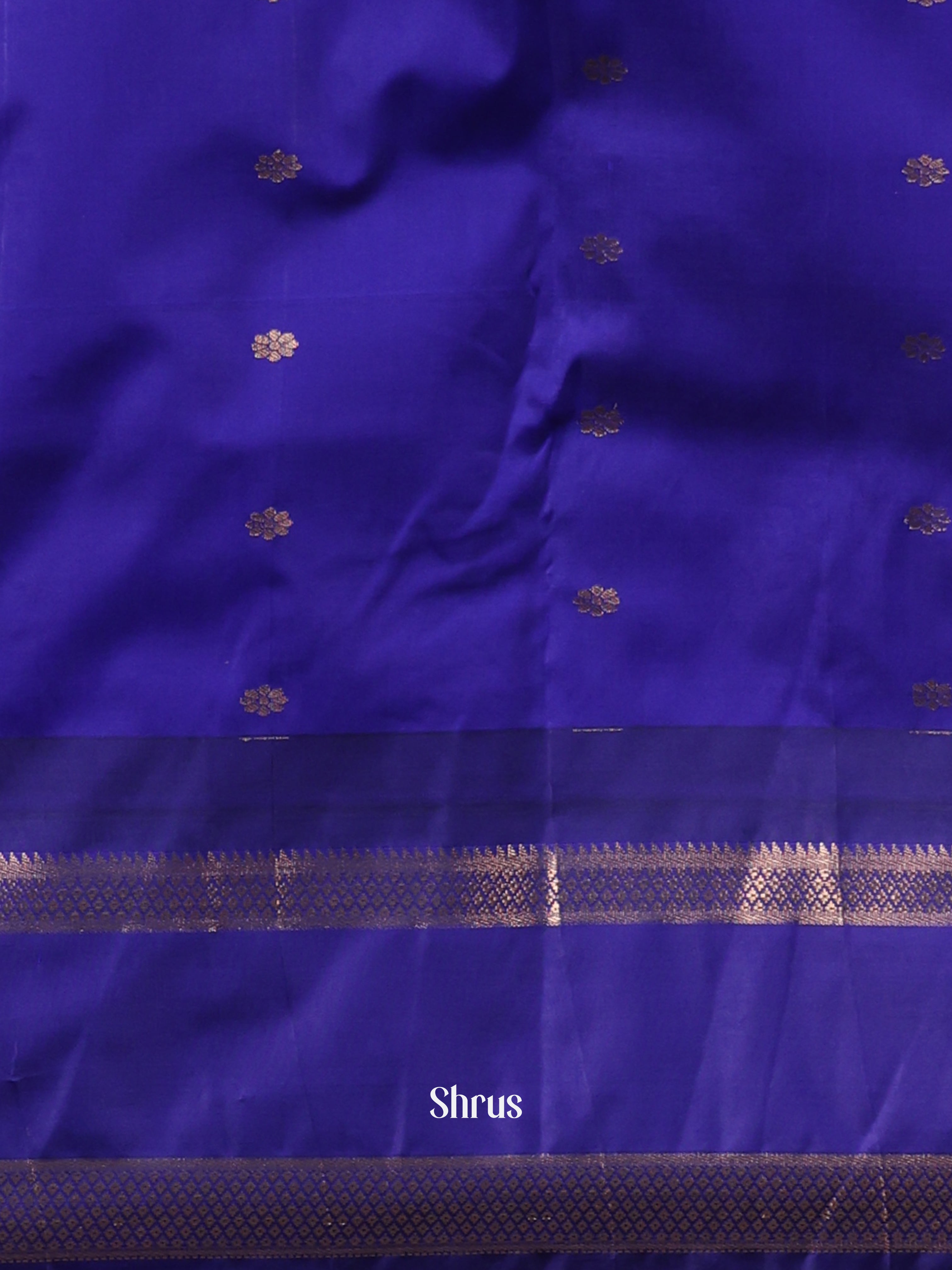 Brown & Blue - Gadwal halfpure Saree