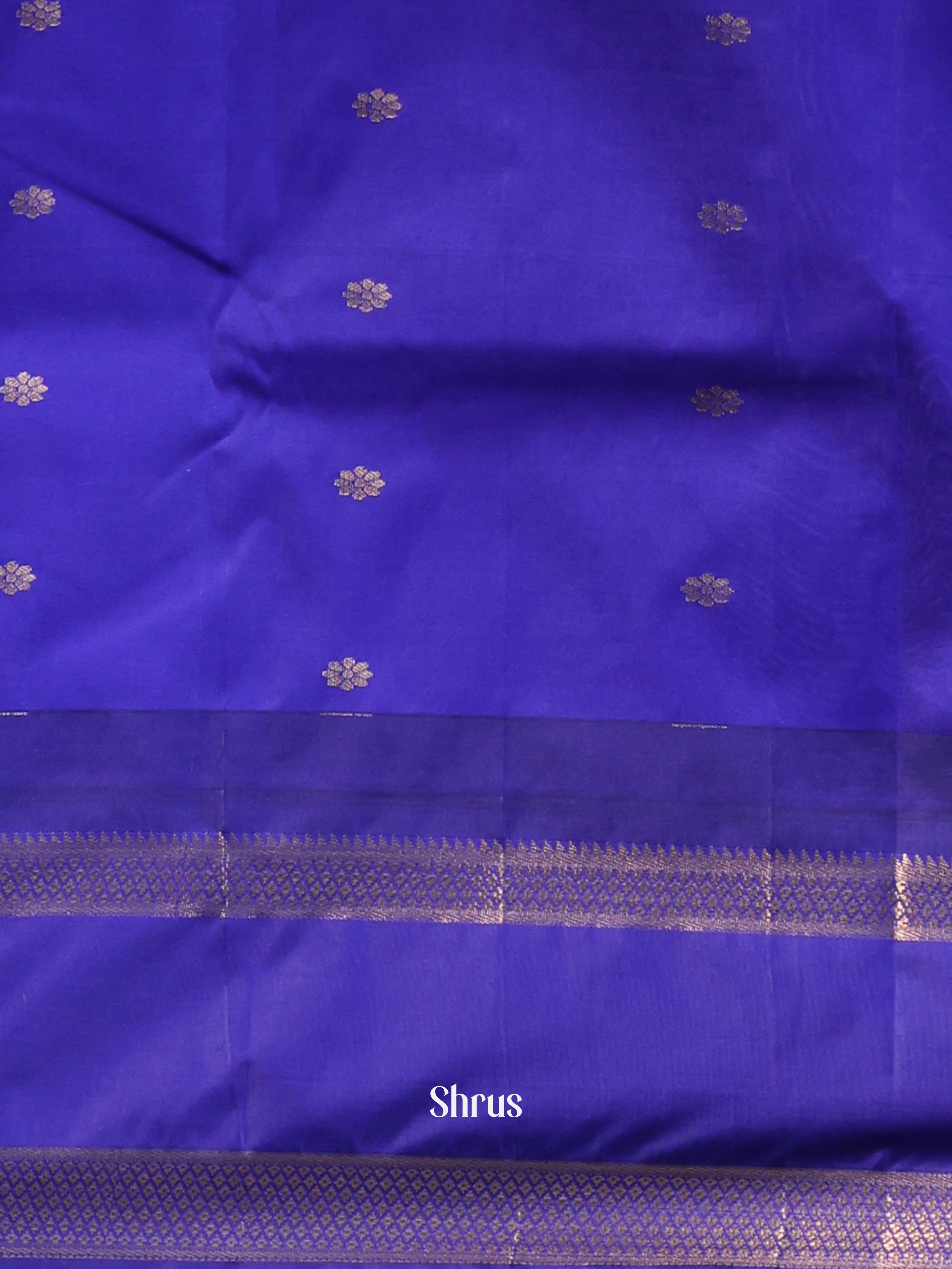 Yellow & Blue - Gadwal halfpure Saree