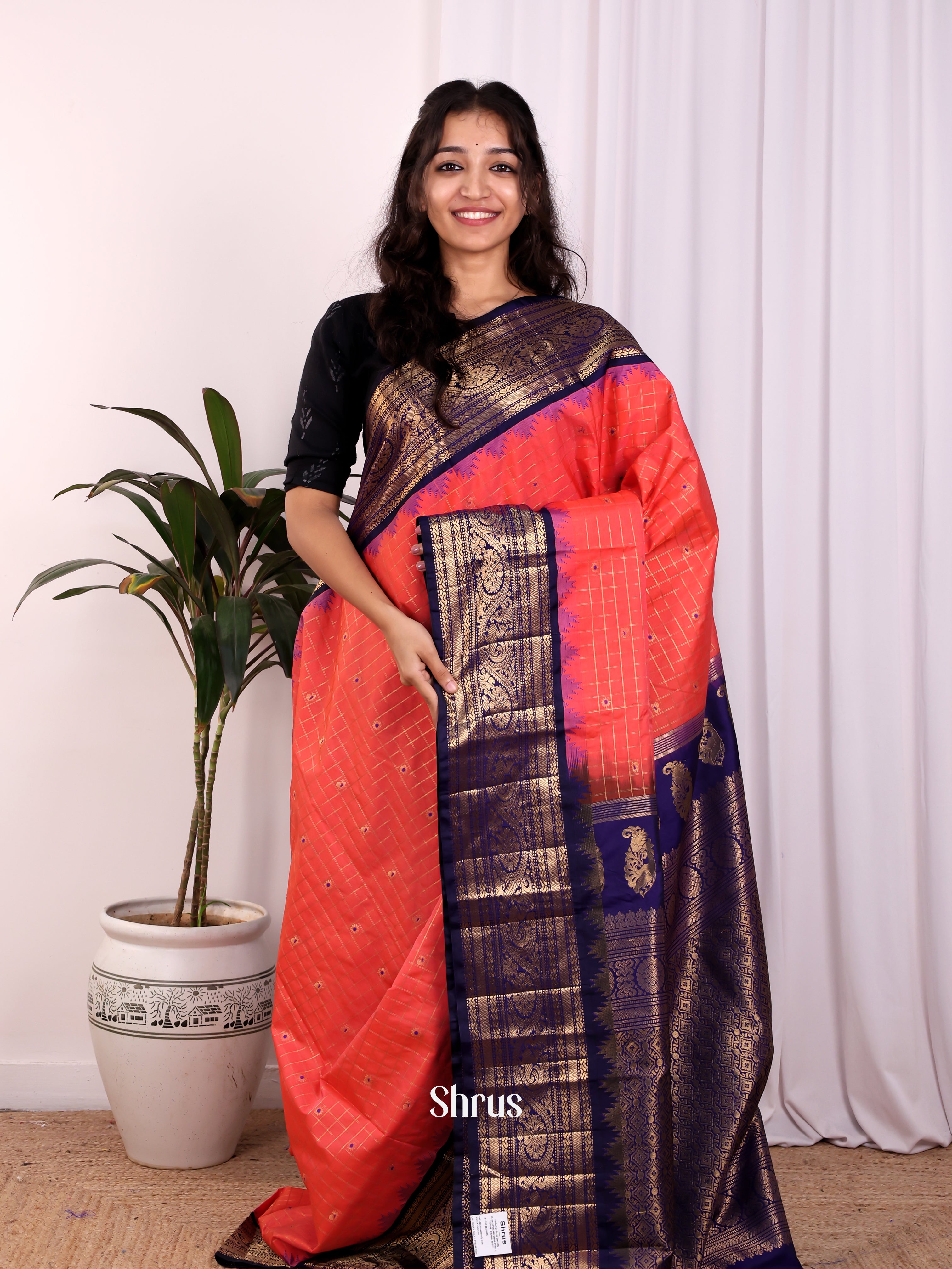 CJS29201 - Gadwal halfpure Saree - Shop on Shrus.com