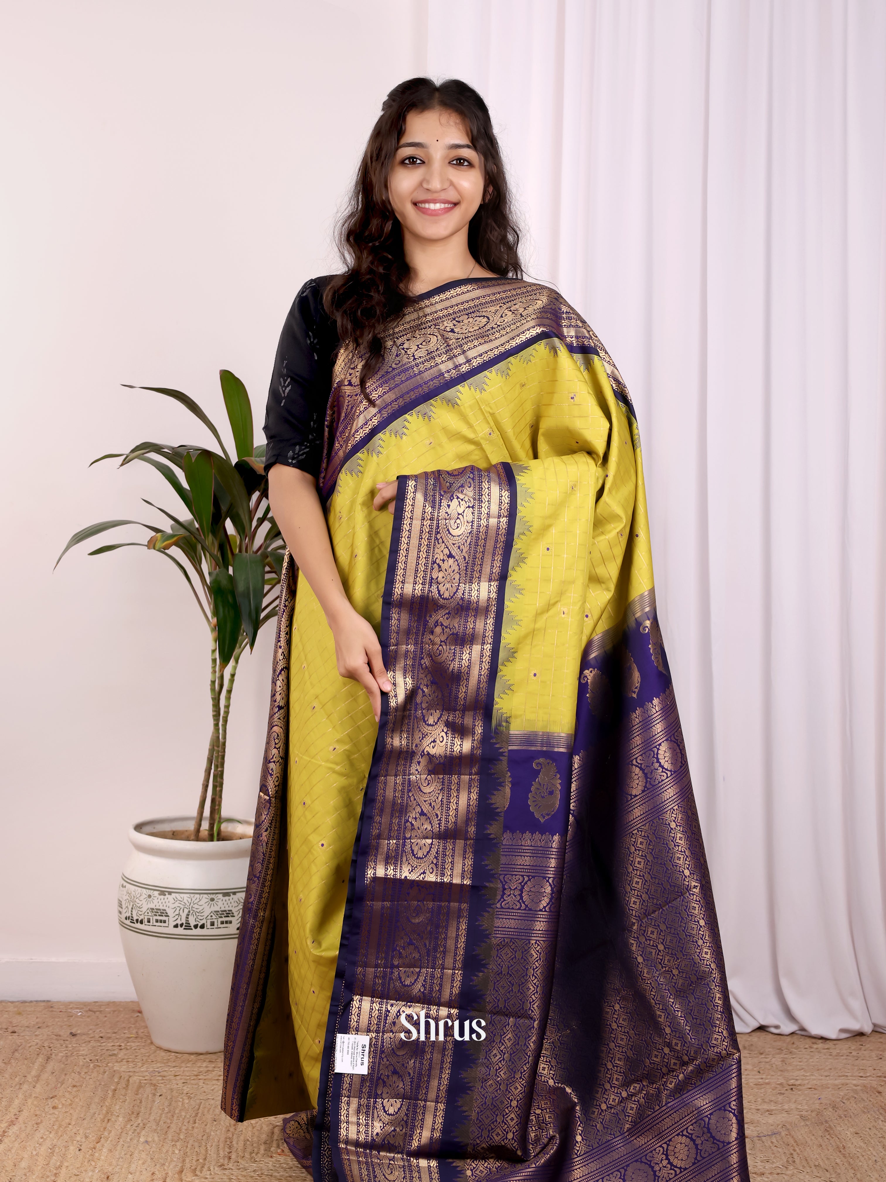Green & Blue - Gadwal halfpure Saree - Shop on Shrus.com