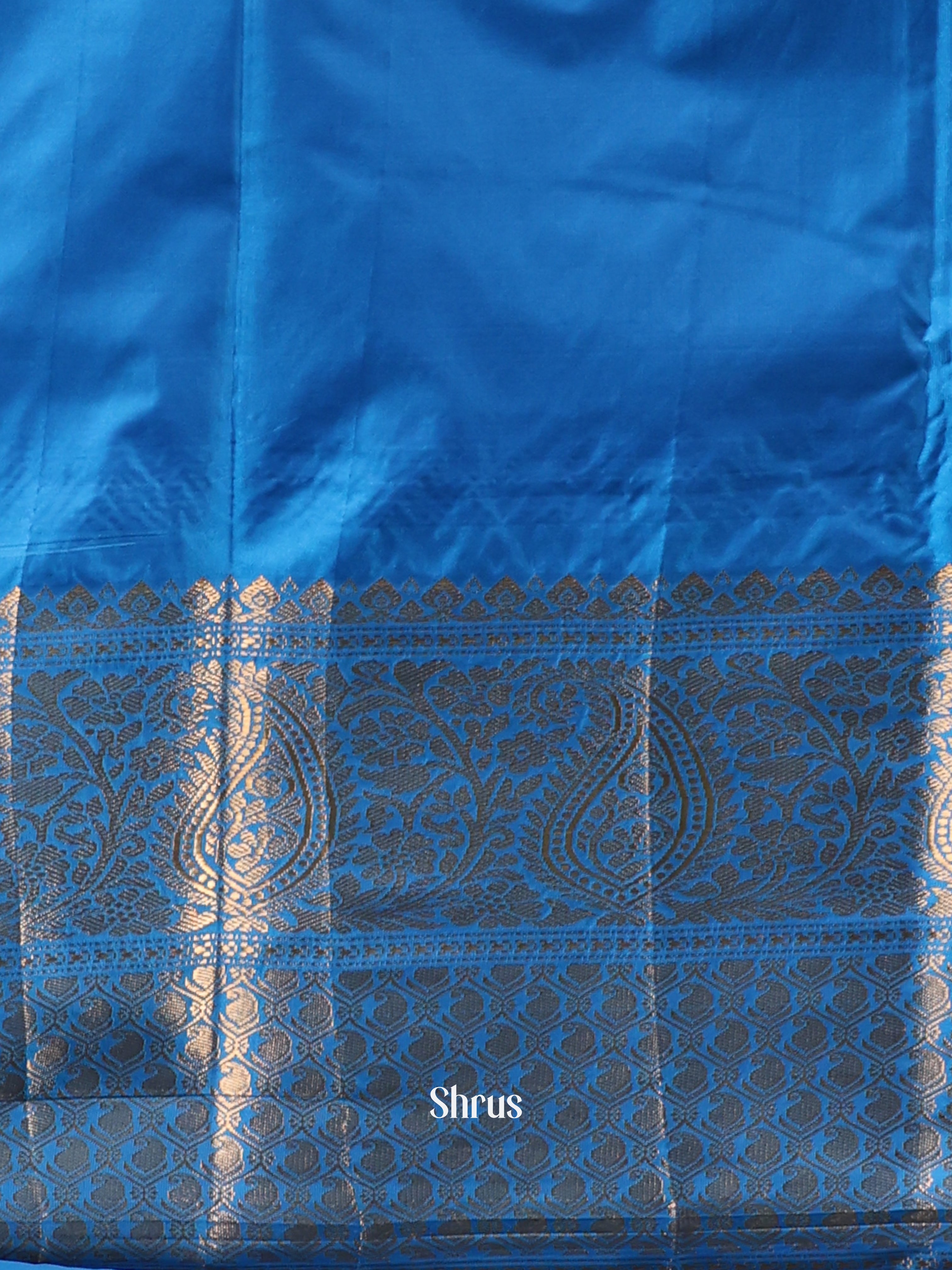 Purple & Blue - Gadwal halfpure Saree