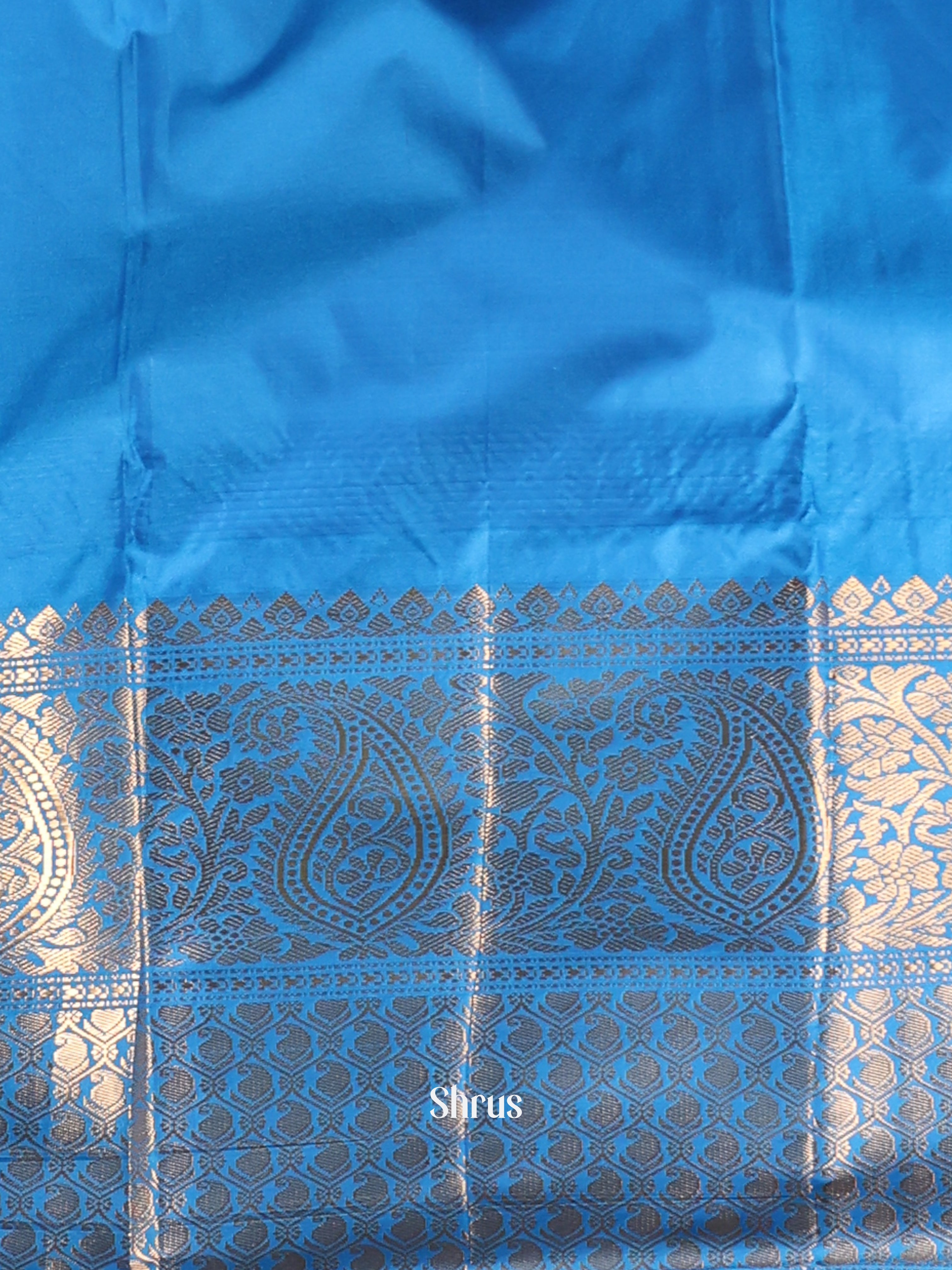 Purple & Blue - Gadwal halfpure Saree