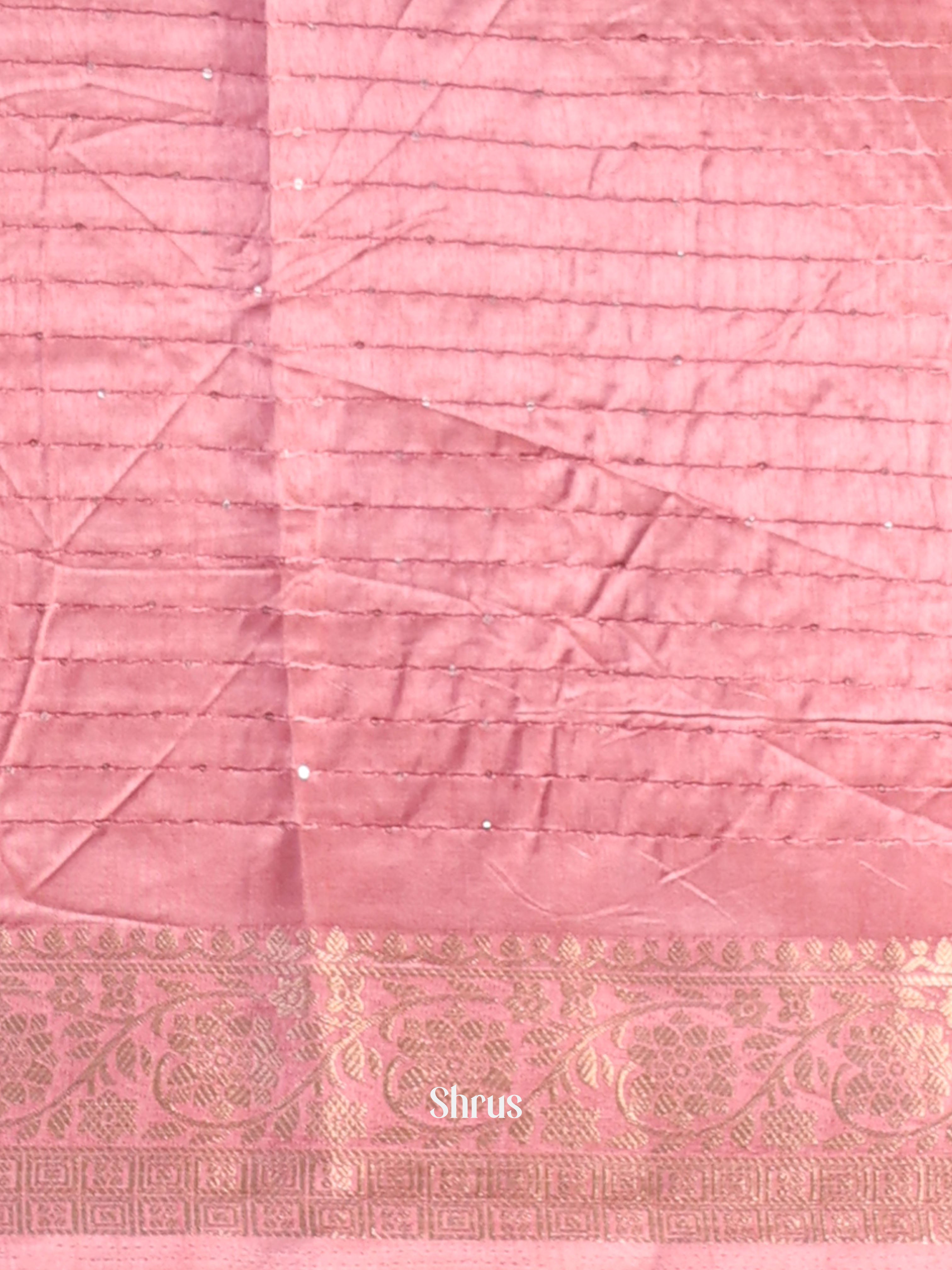Peachish Pink  - Semi Tussar Saree - Shop on Shrus.com