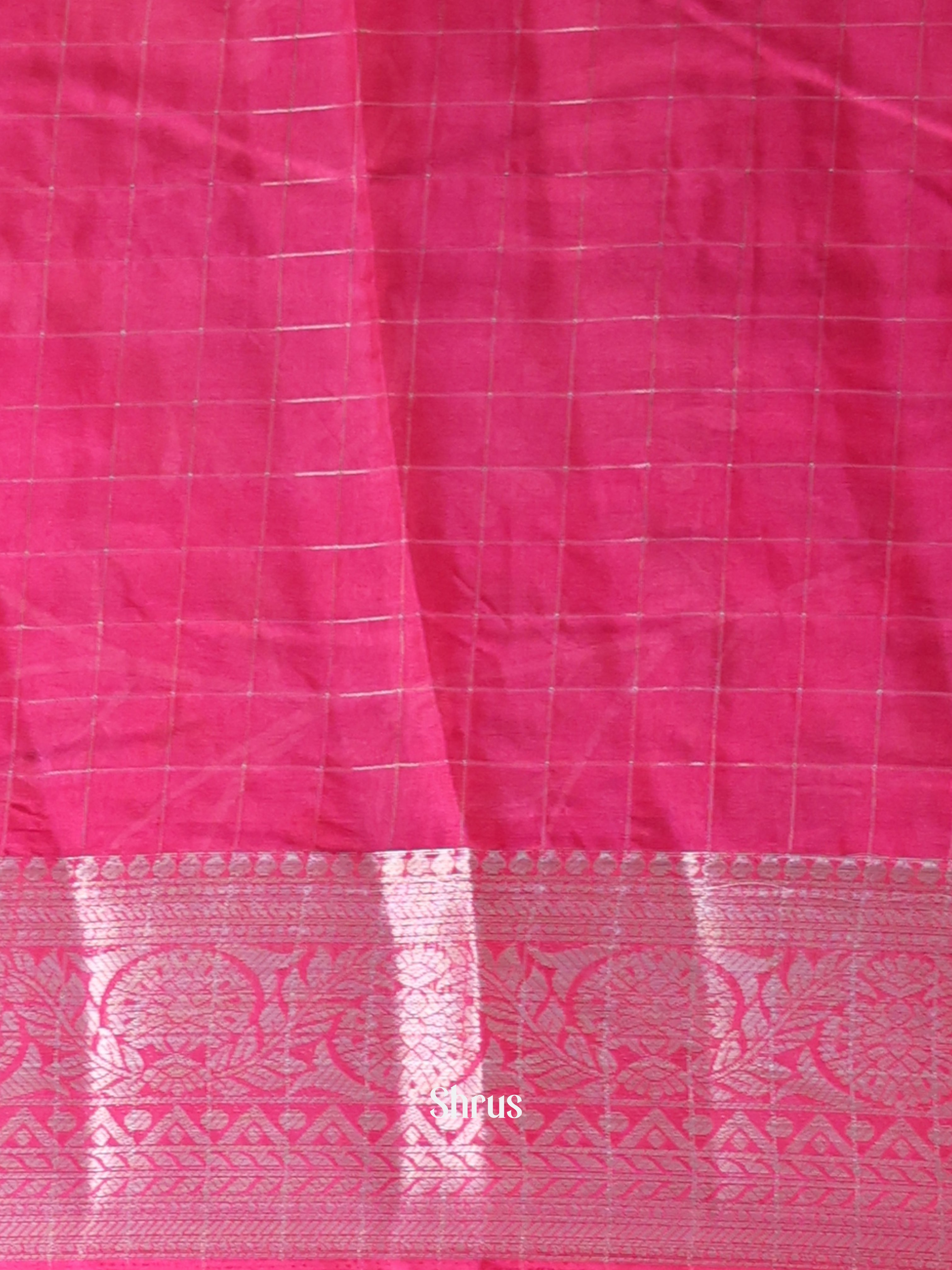 Mustardy Green & Pink- Semi Tussar Saree