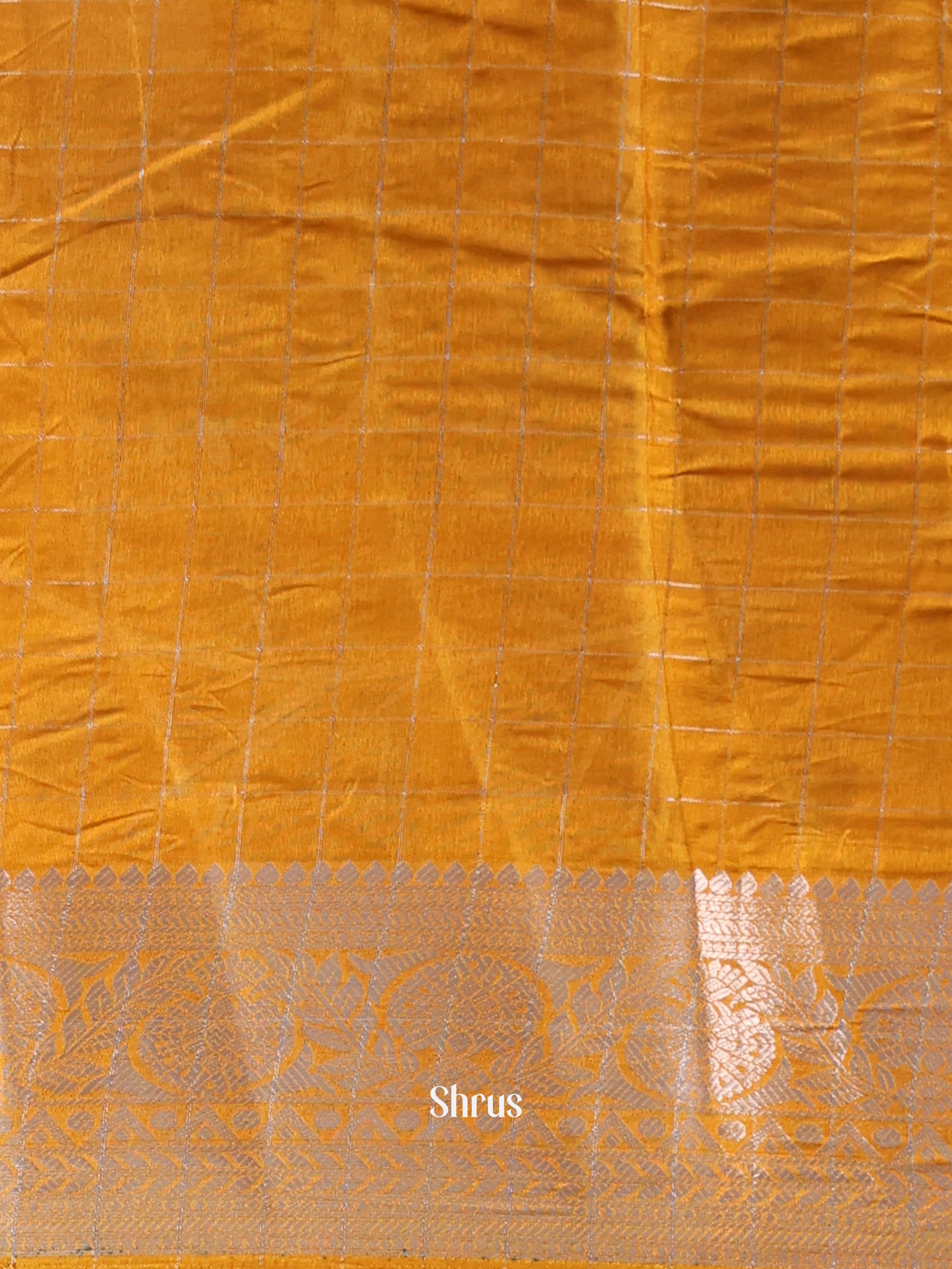 Blue & Mustard - Semi Tussar Saree