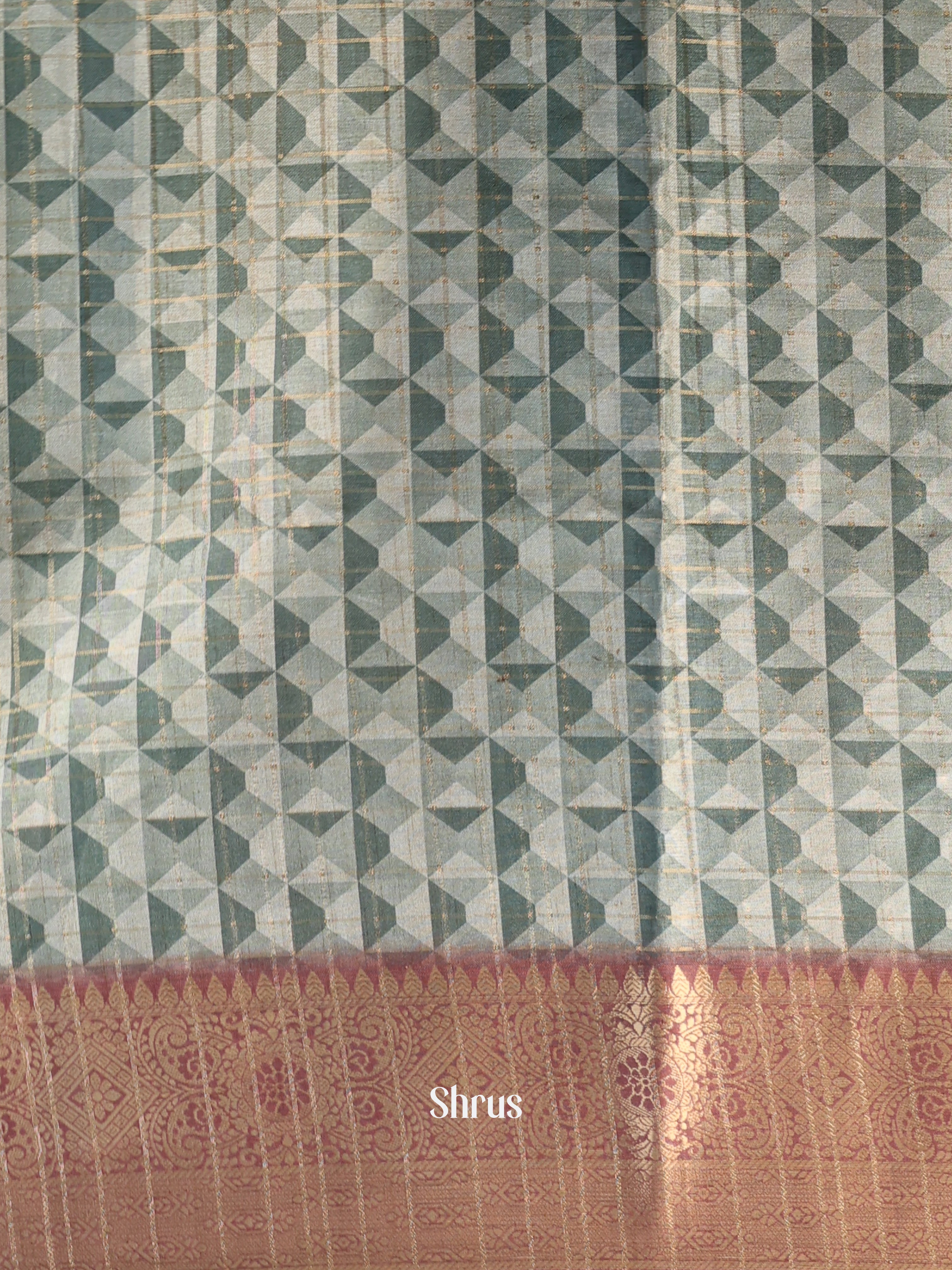 Green & Brown - Semi Dola silk Saree