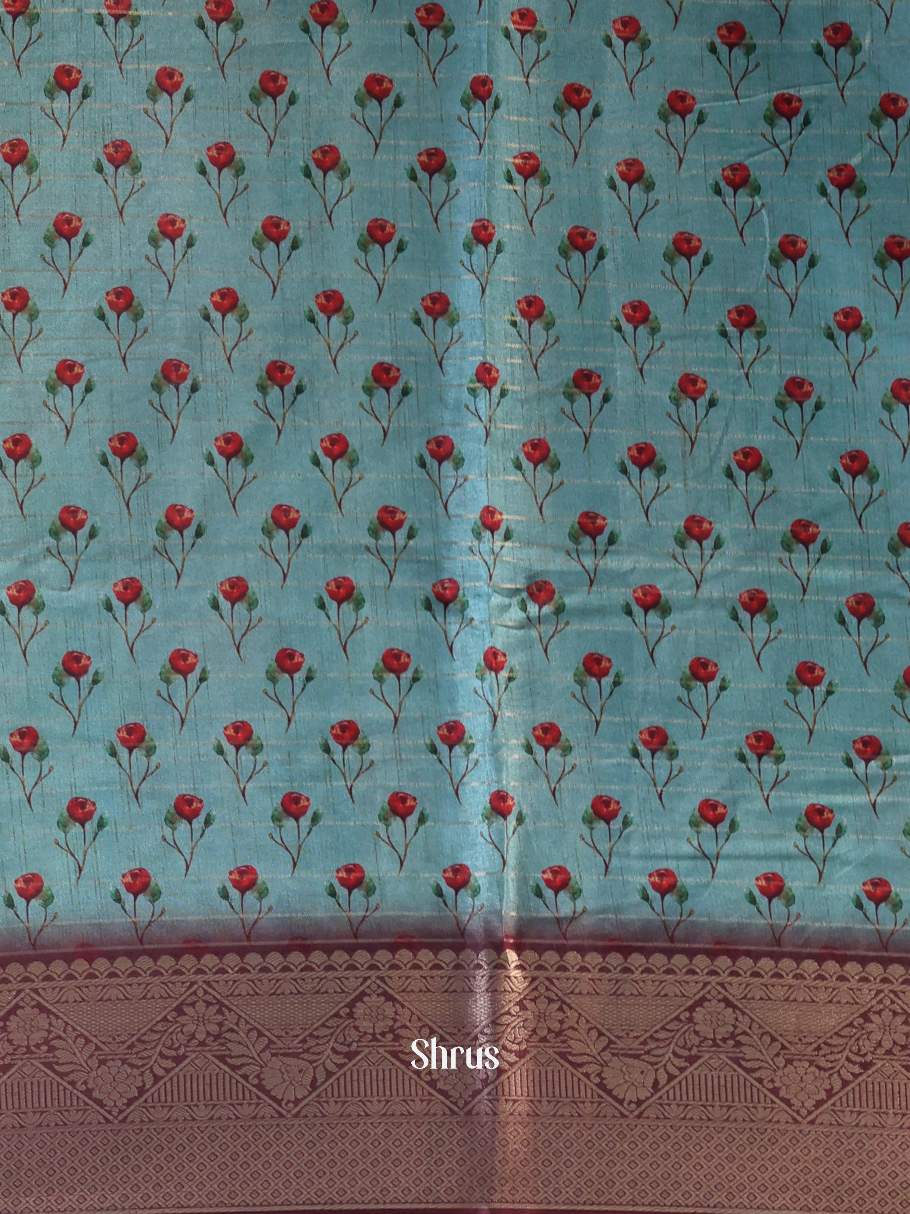 Blue & Brown - Semi Dola silk Saree