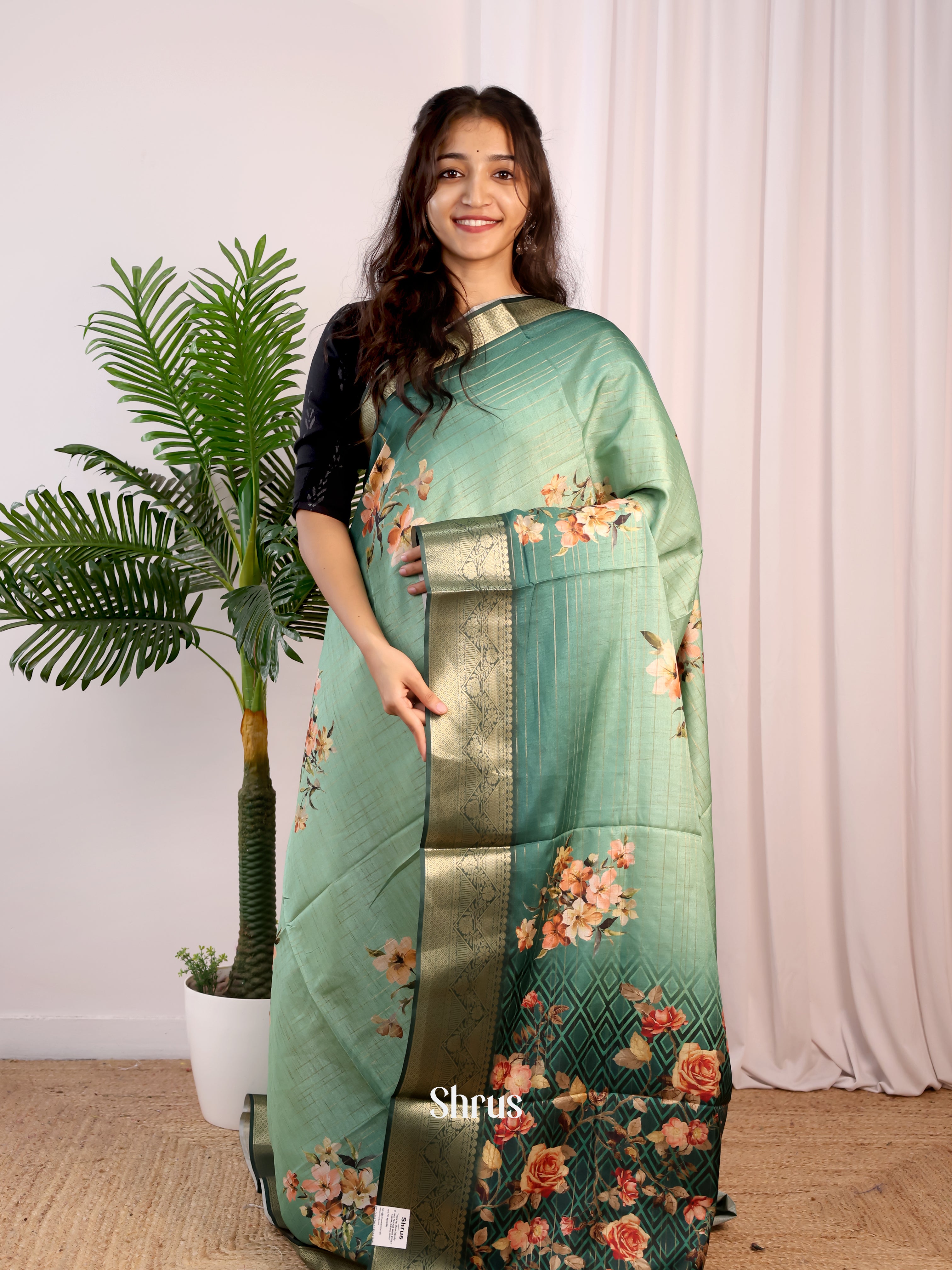 Green - Semi Dola silk Saree