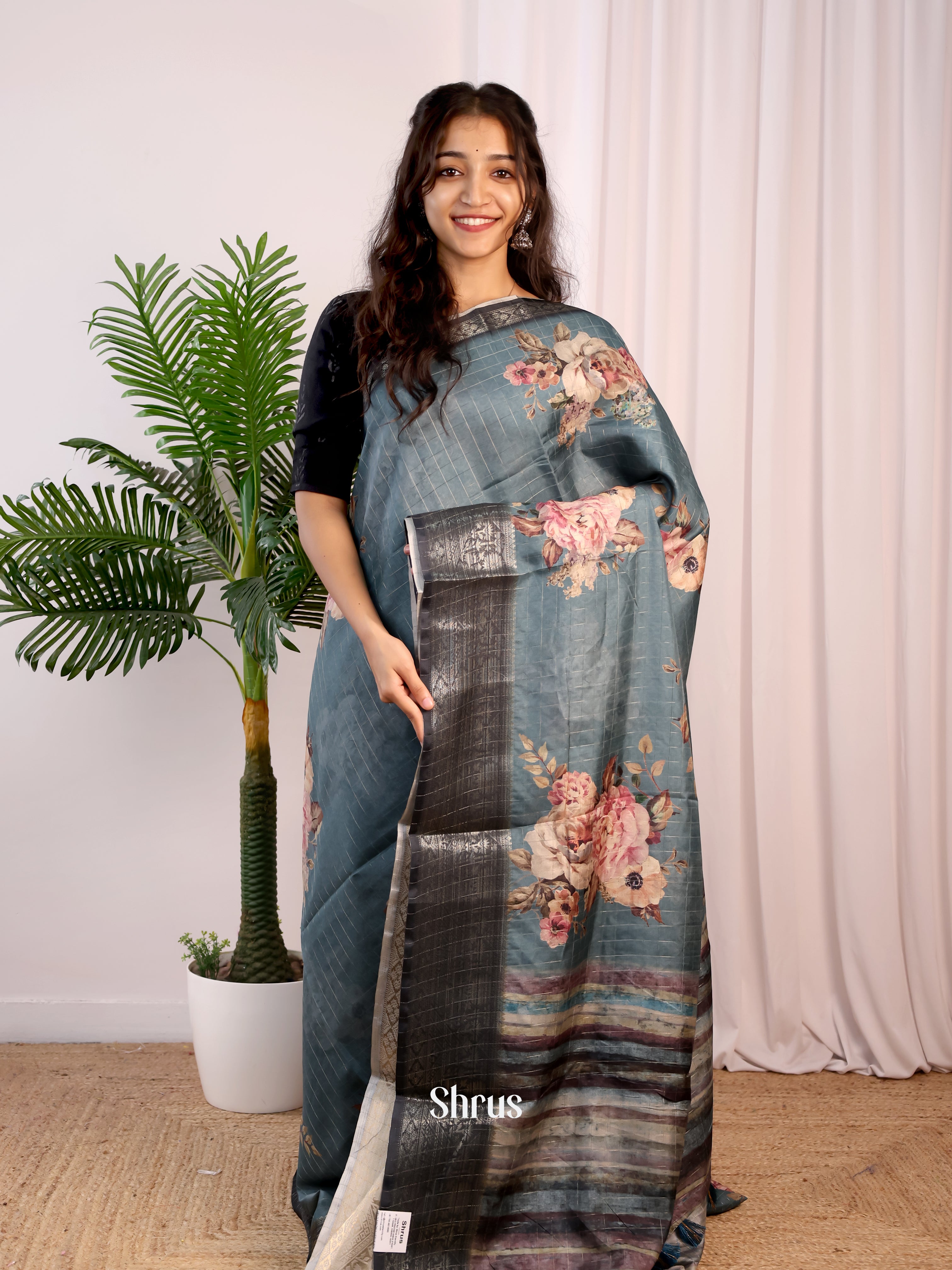 Blue- Semi Dola silk Saree