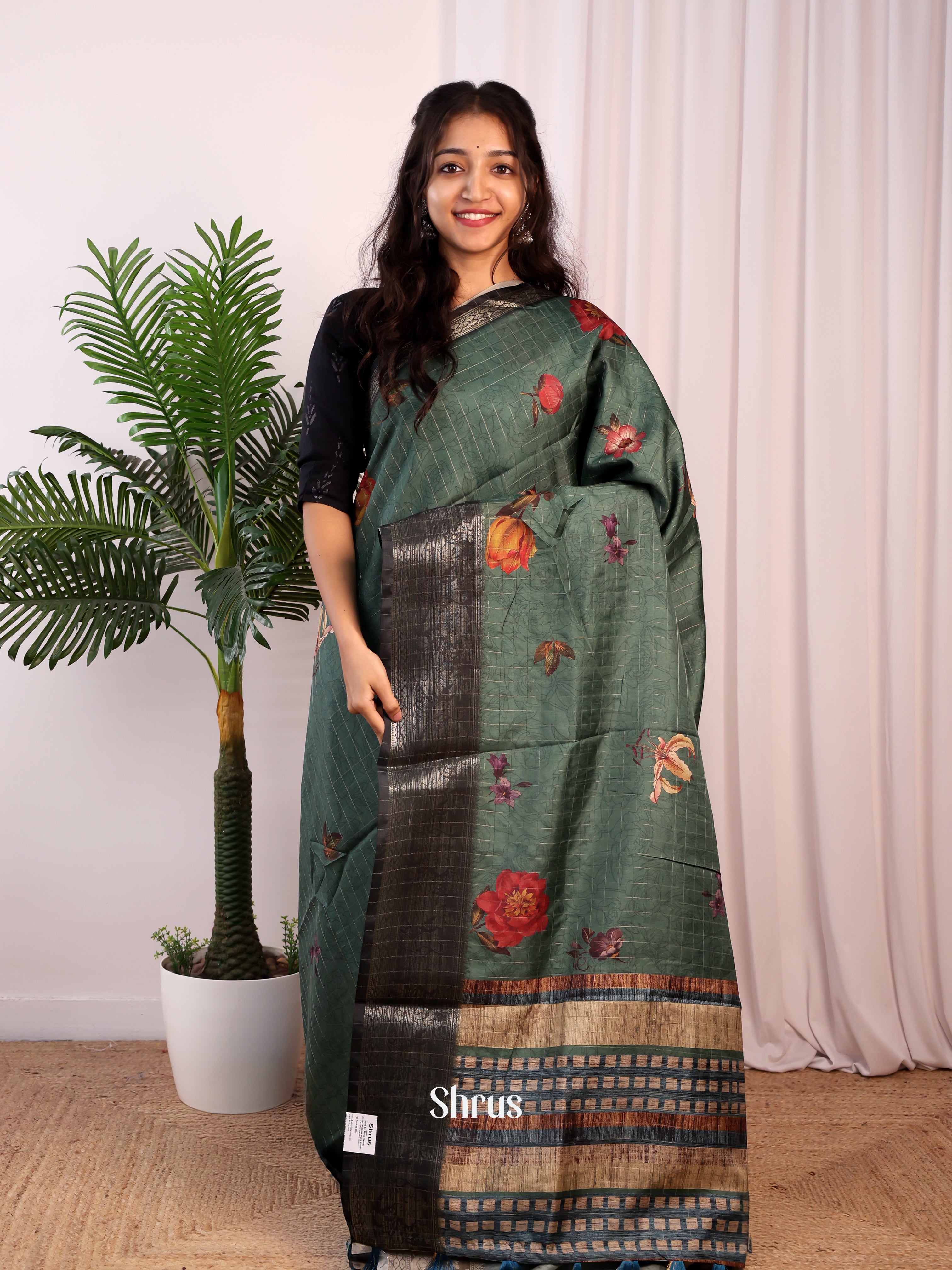 Green - Semi Dola silk Saree