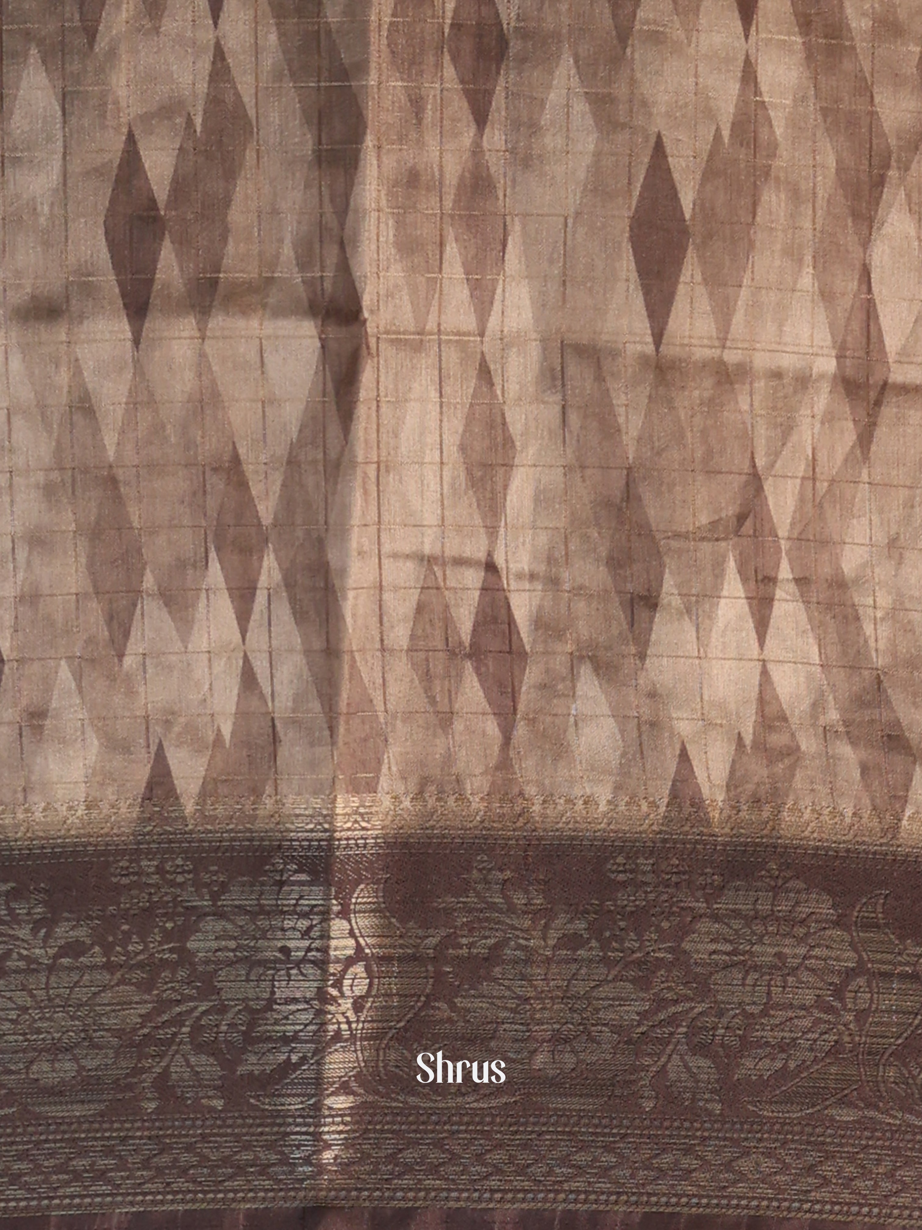 Grey& Brown- Semi Dola silk Saree