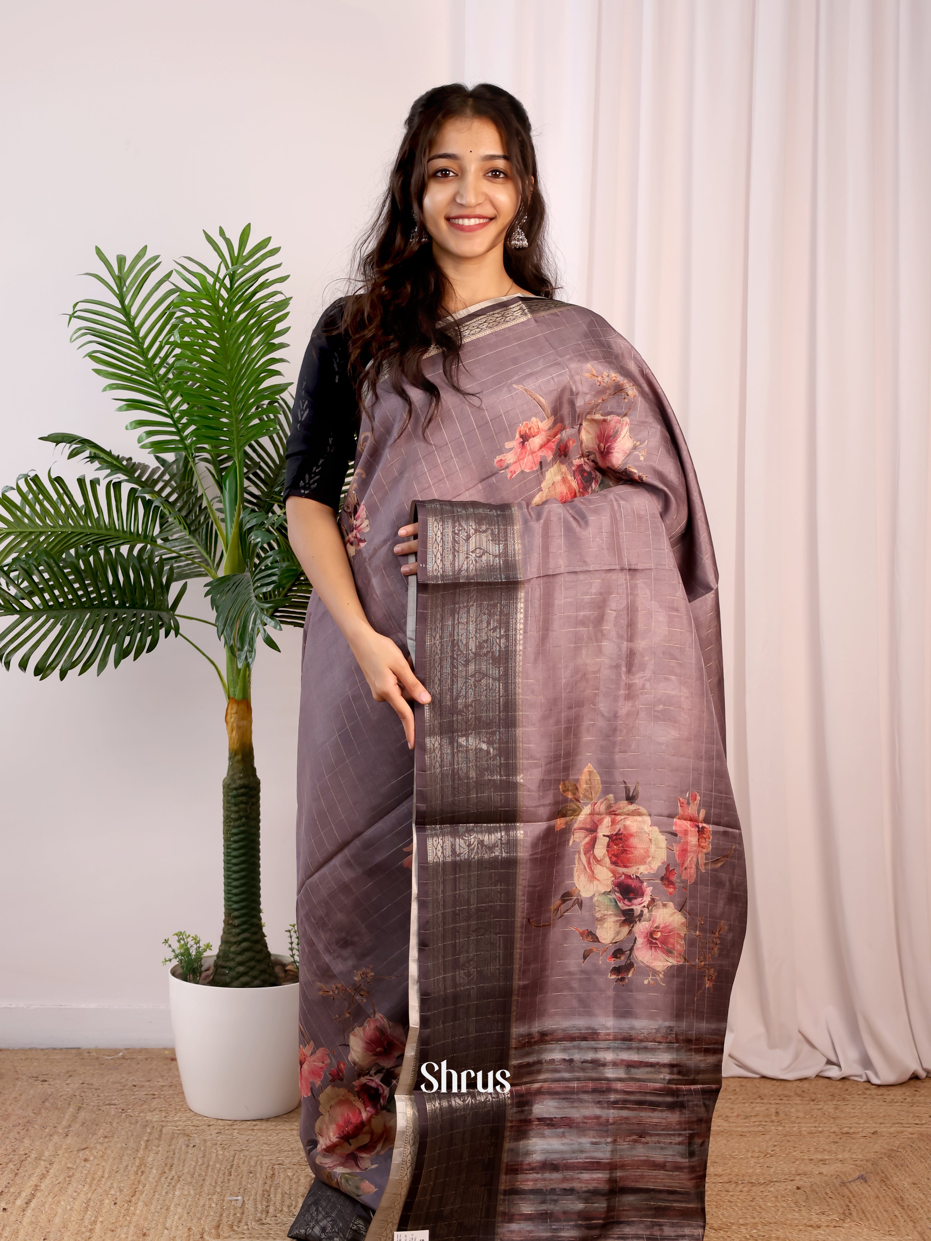 Purple- Semi Dola silk Saree