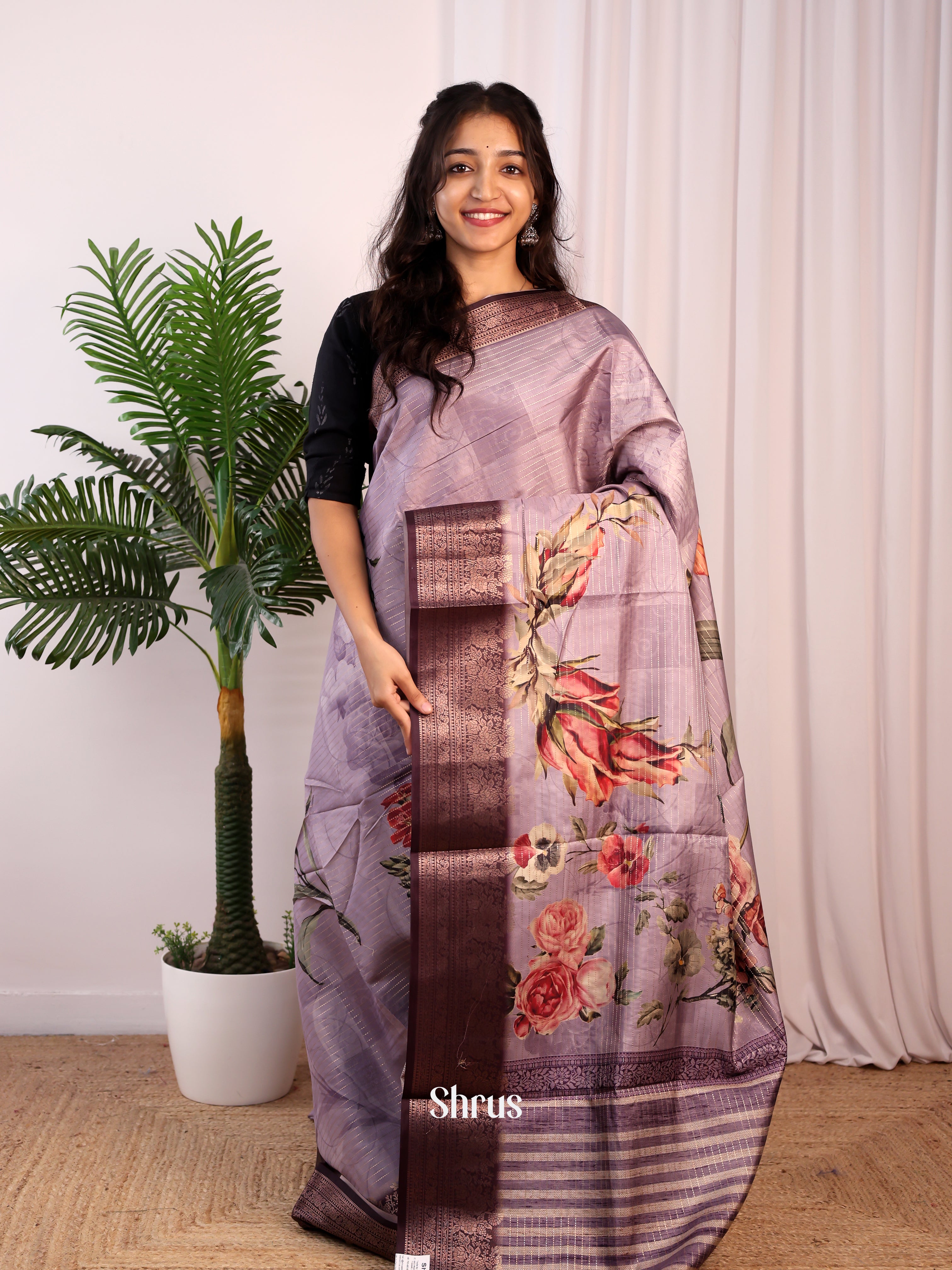 Purple- Semi Dola silk Saree