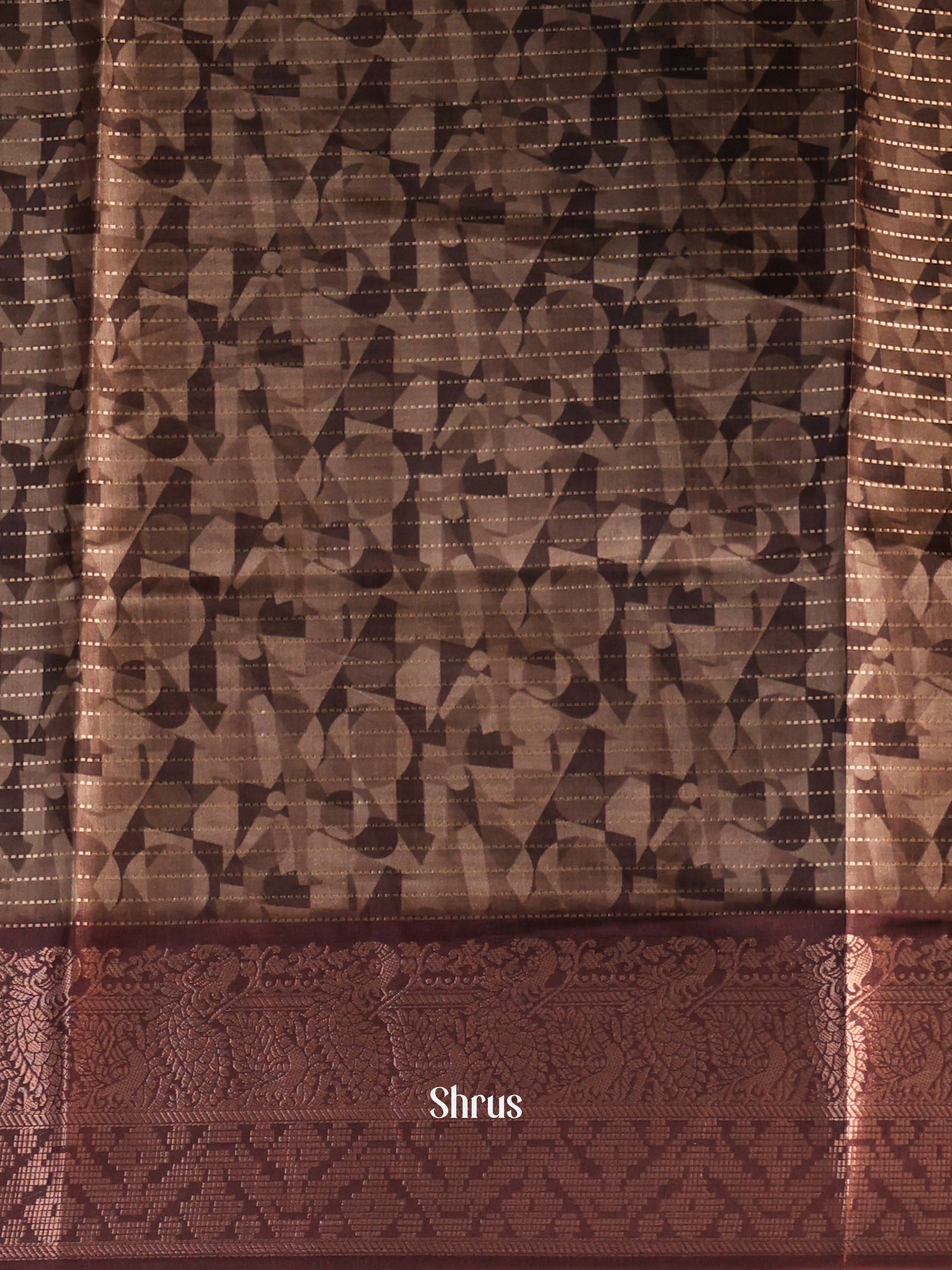 Grey & Brown - Semi Dola silk Saree