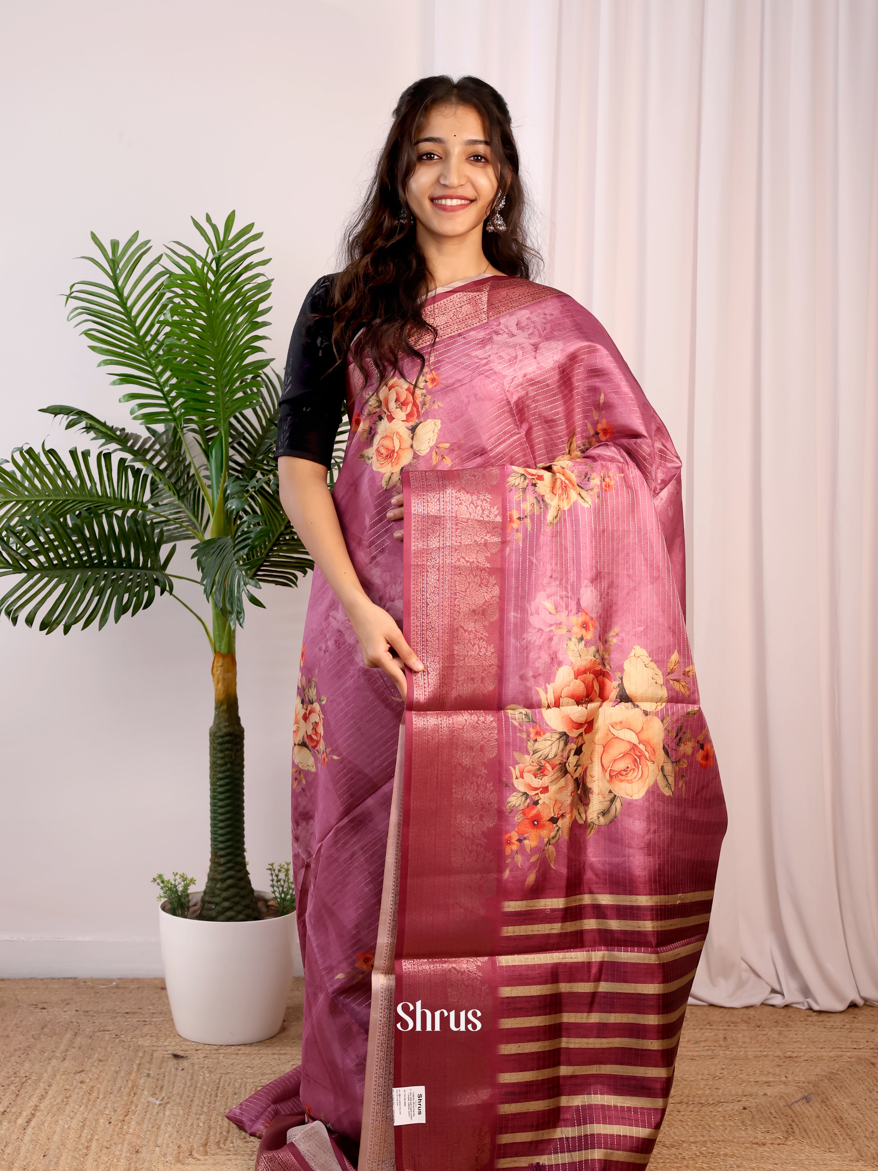 Purple - Semi Dola silk Saree