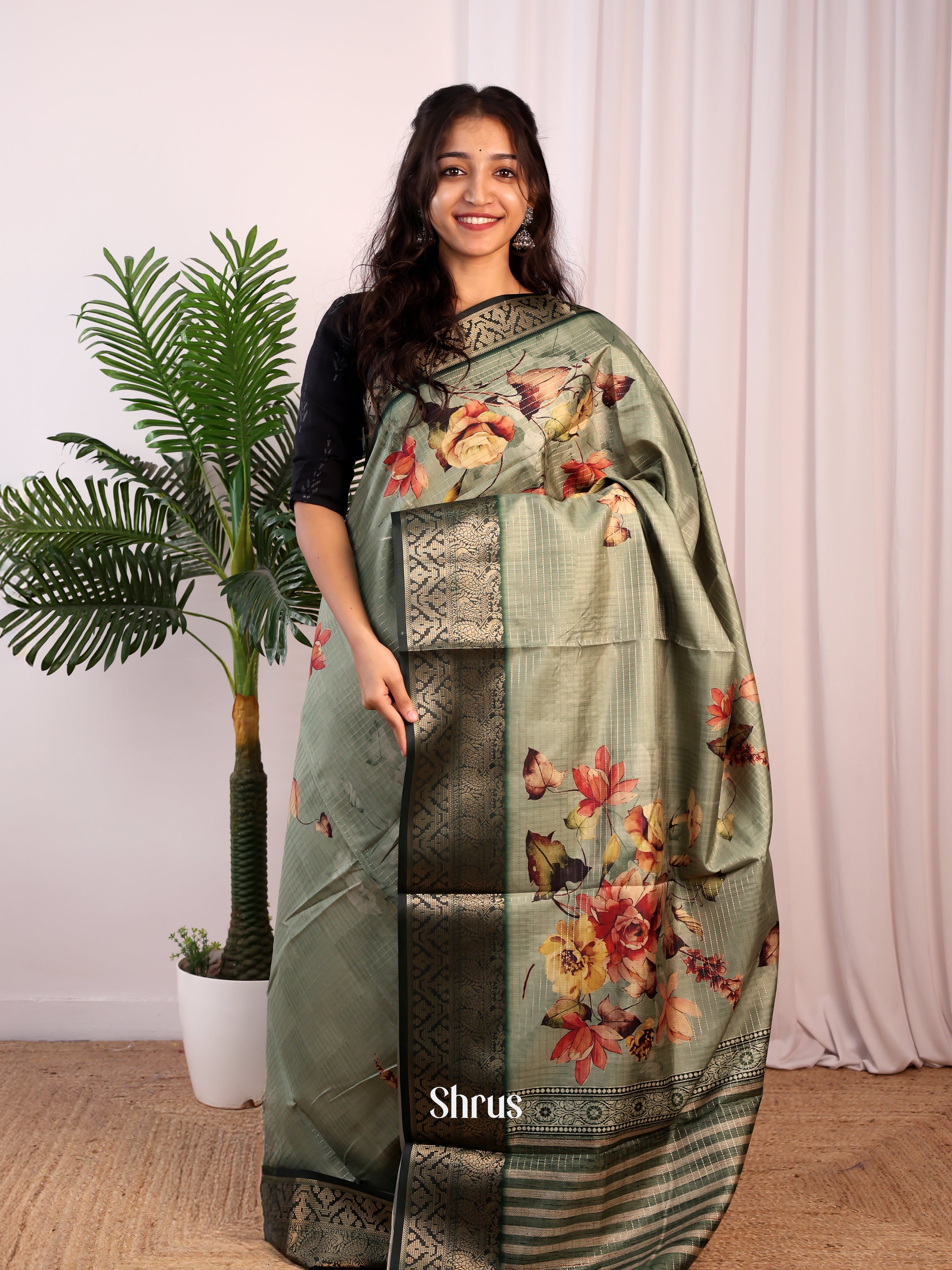 Green - Semi Dola silk Saree