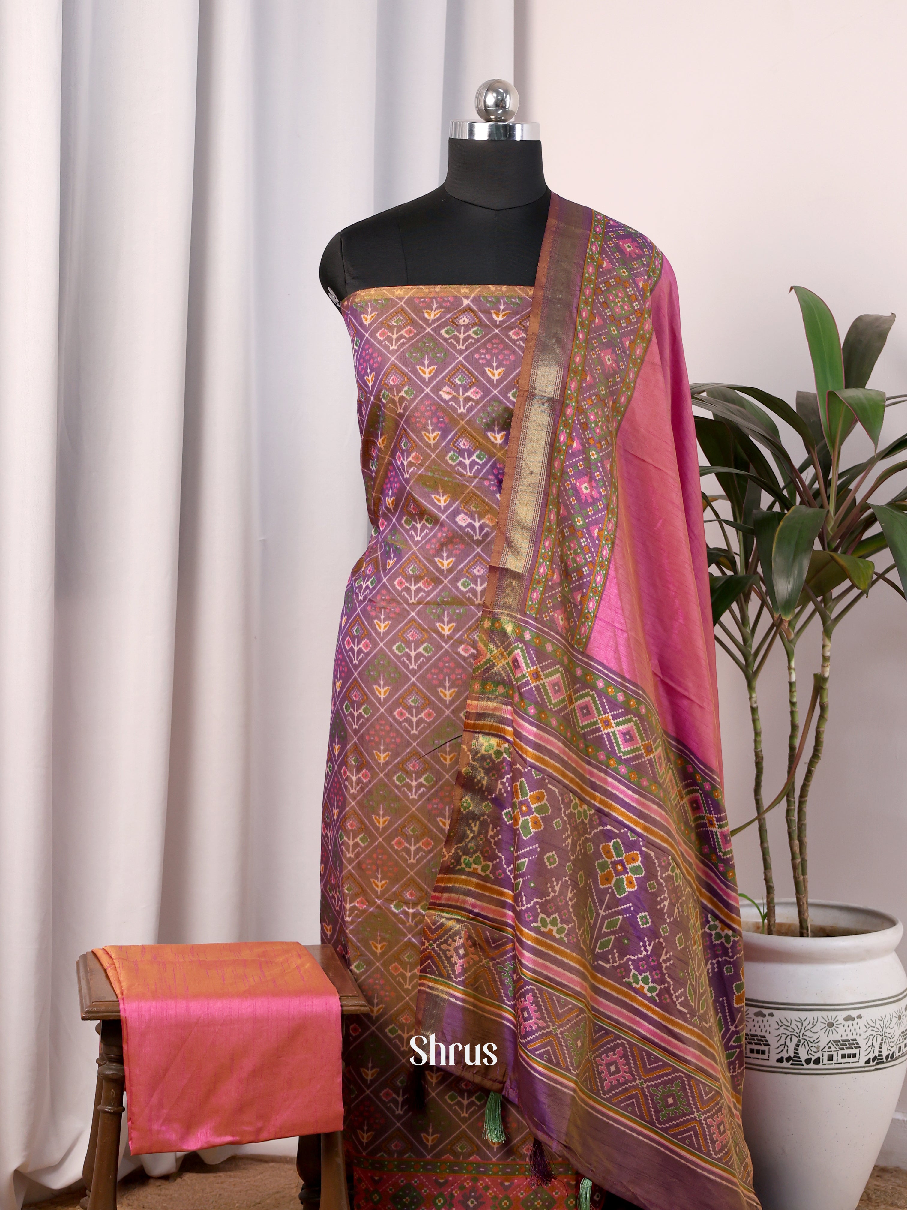 Double Shaded Purple & Pink - semi patola salwar