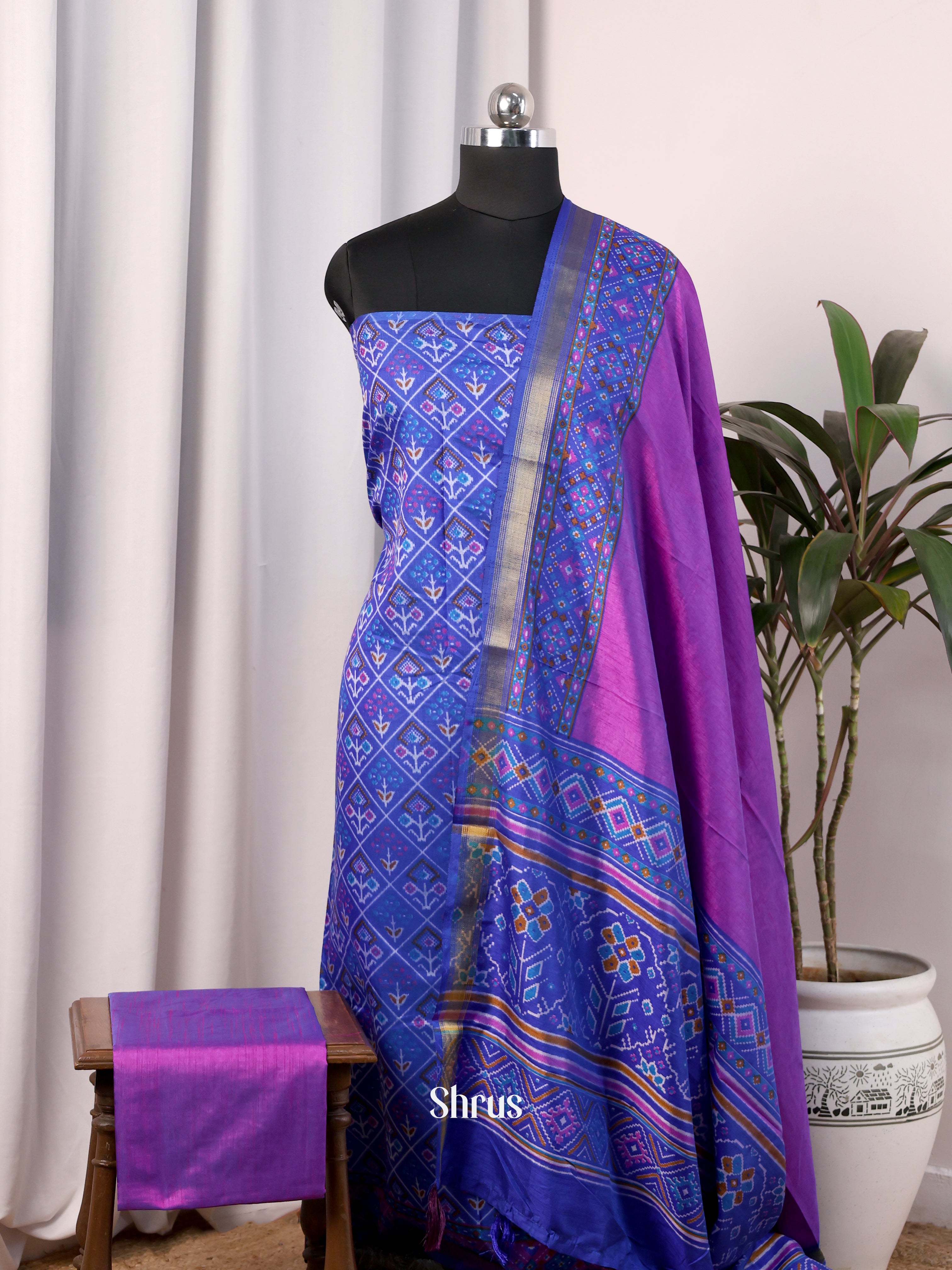 Blue & Purple - semi patola salwar