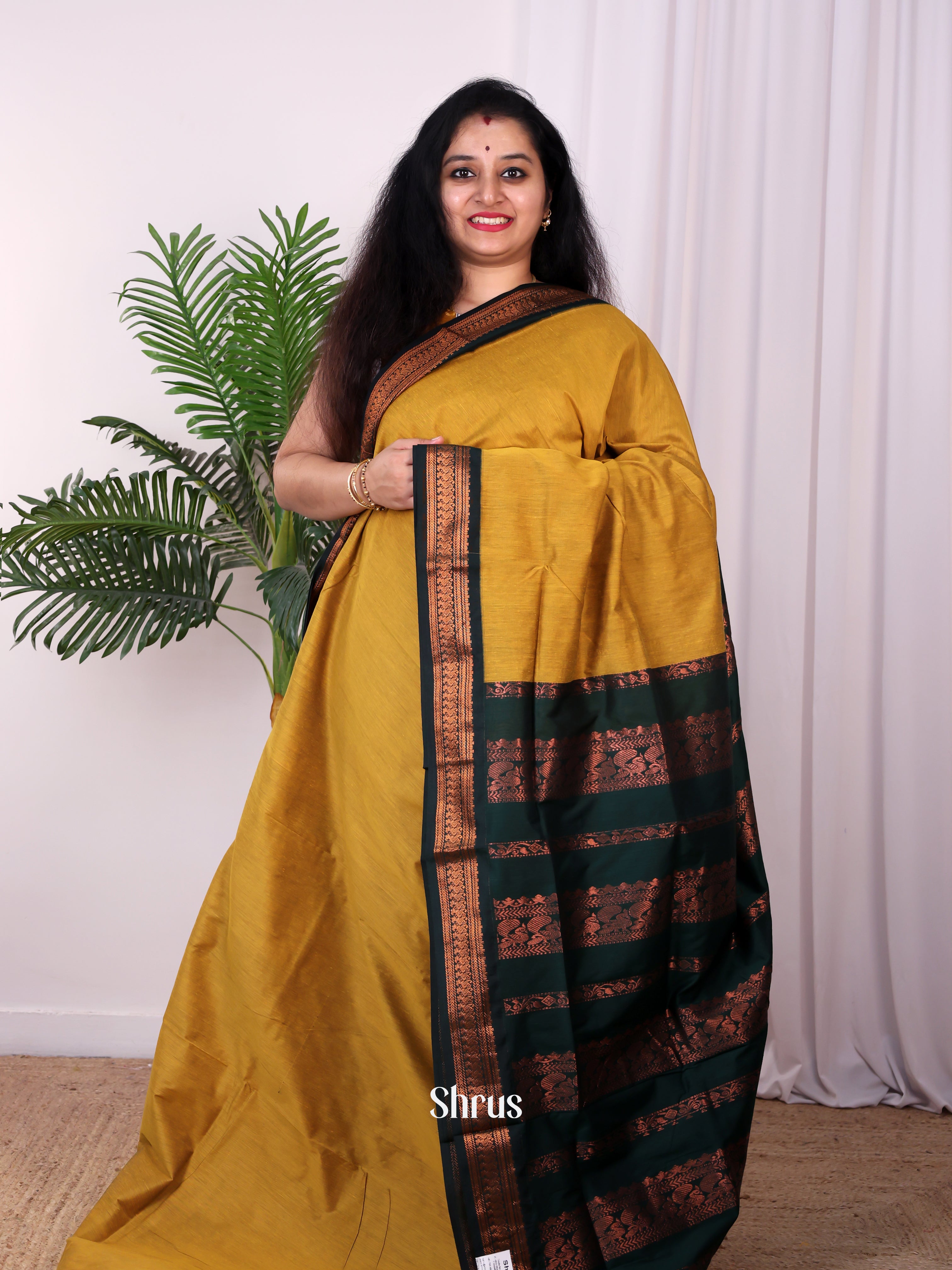 Mustard & Green - Kalyani Cotton Saree