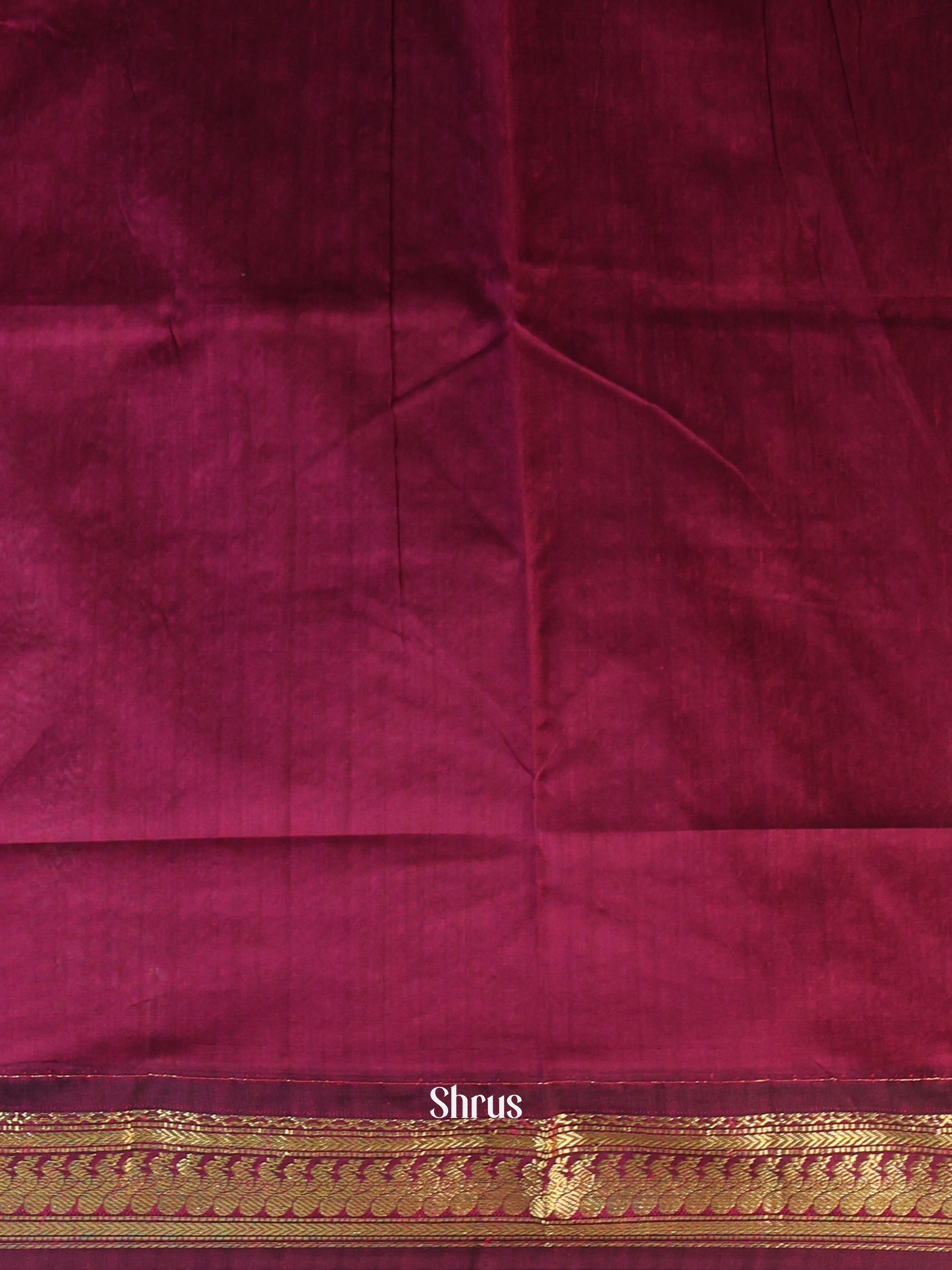 Peacock Blue & Maroon - Kalyani Cotton Saree - Shop on Shrus.com
