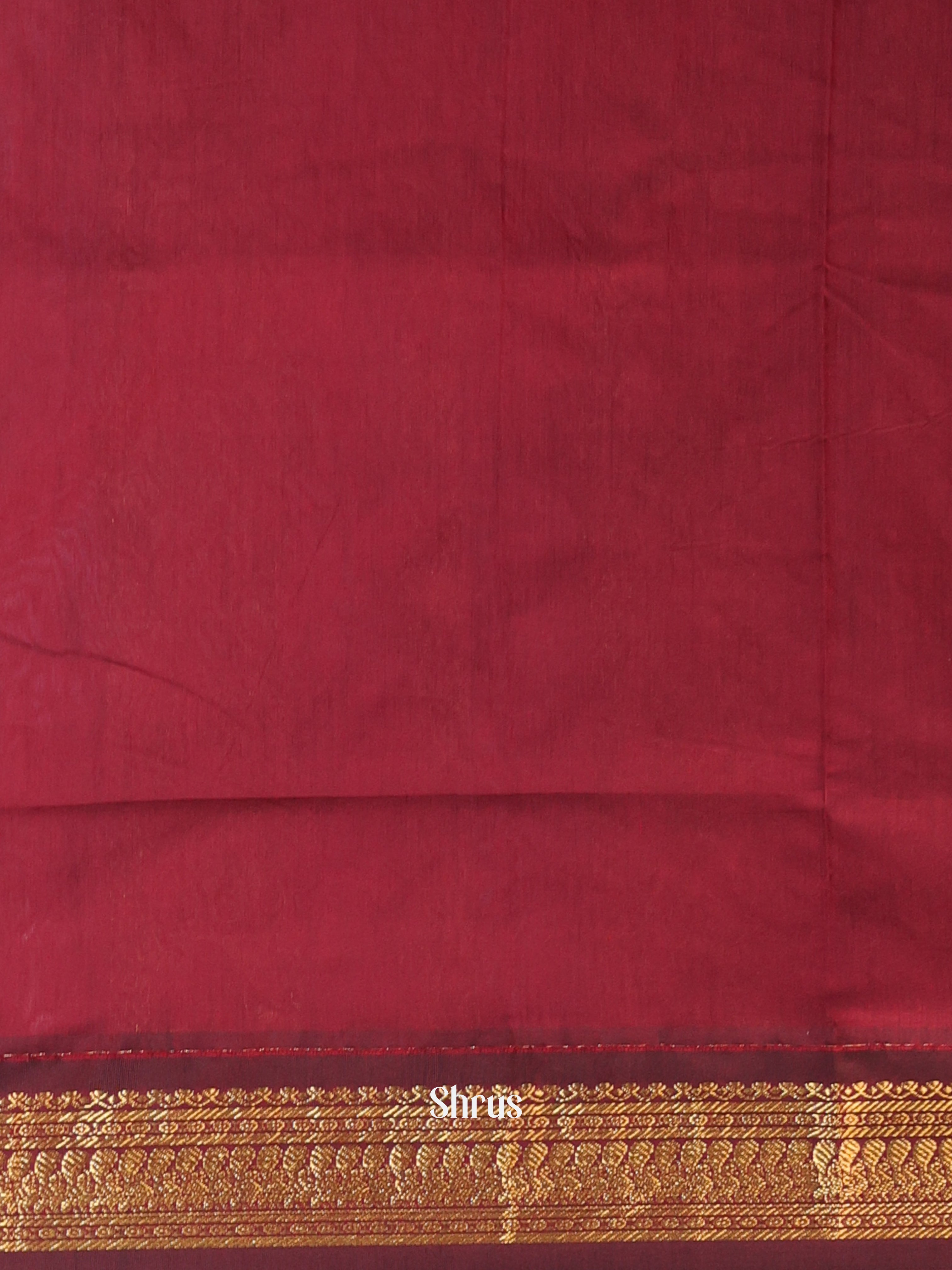 Dark Mustard & Maroon- Kalyani Cotton Saree - Shop on Shrus.com