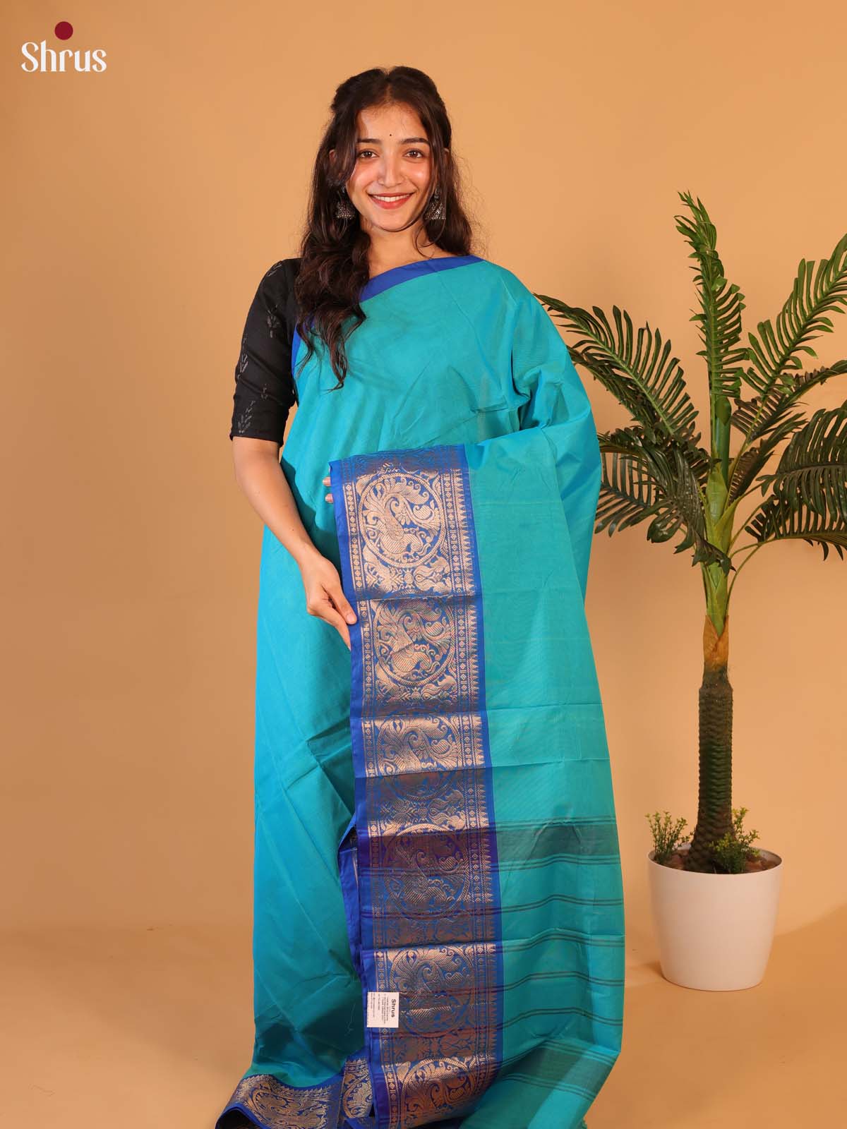 Teal & Blue- Chettinad Cotton Saree