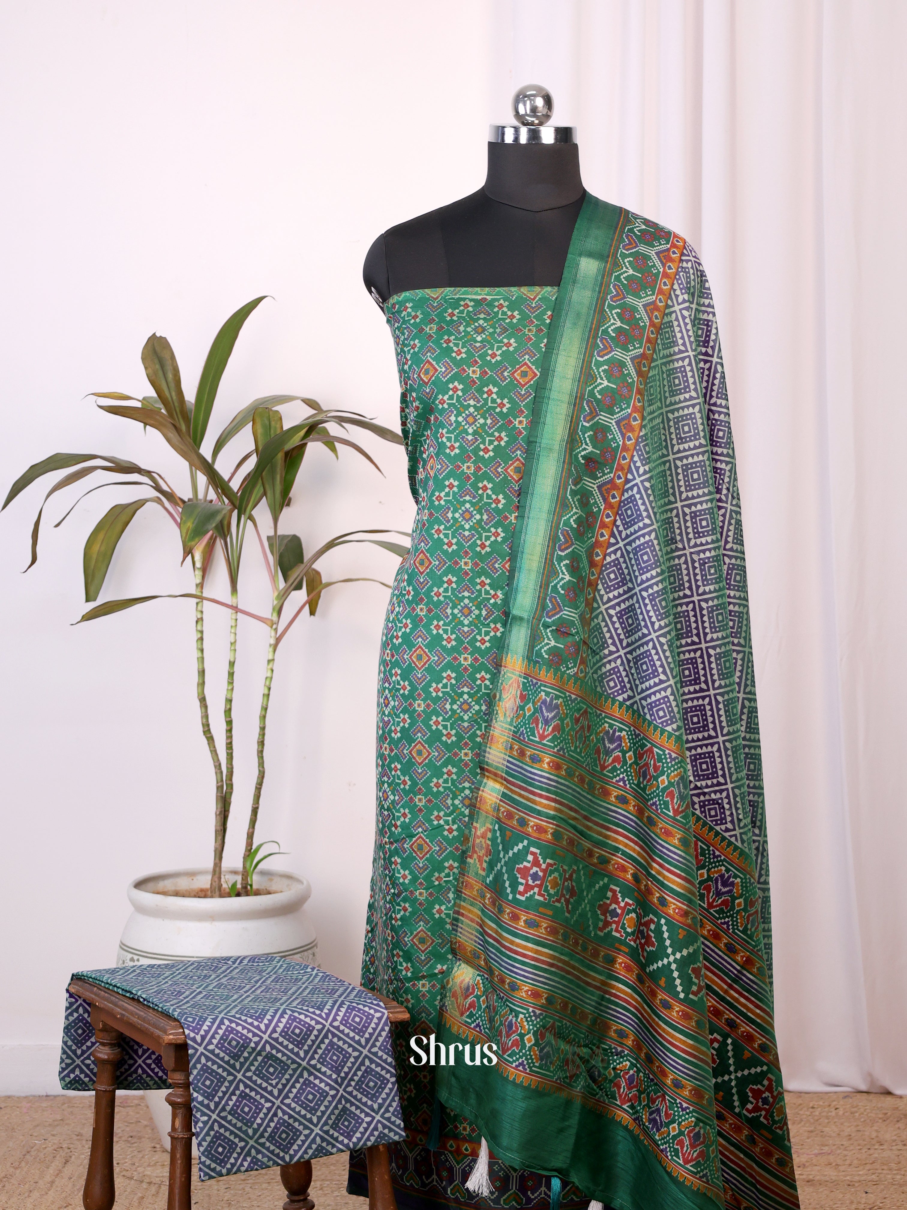 Green & Purple- semi patola salwar