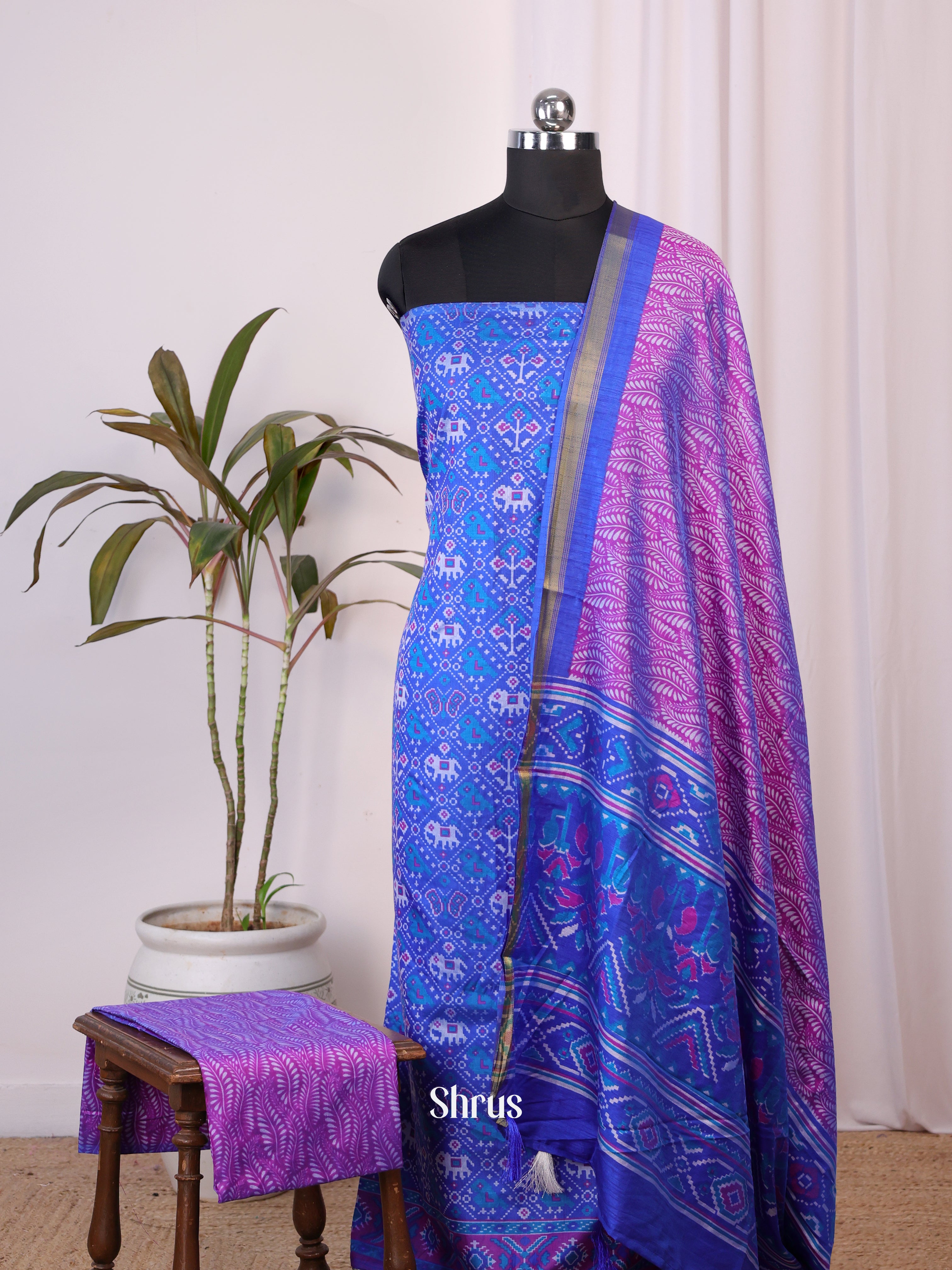 Blue & Purple - semi patola salwar