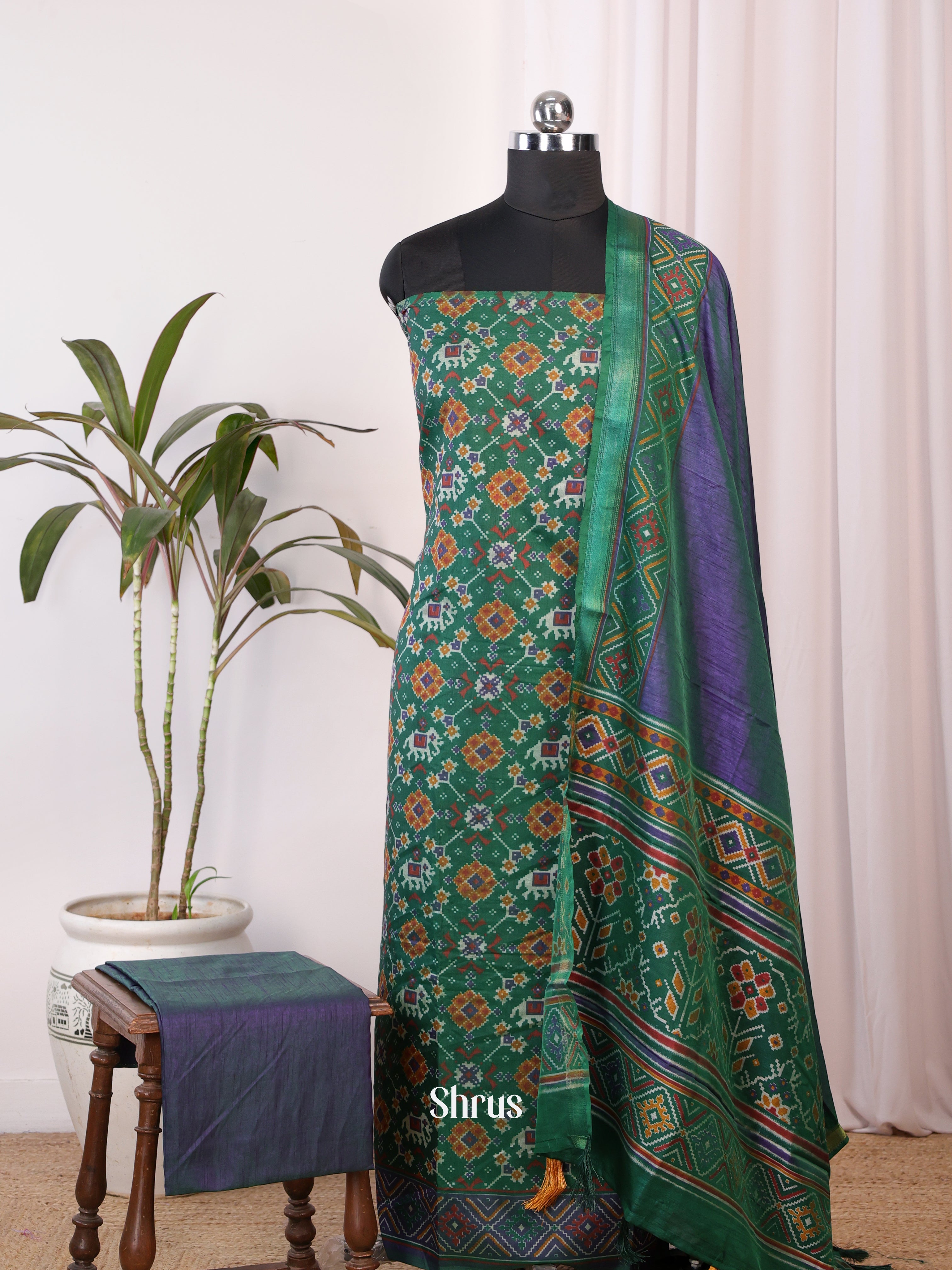 Green & Purple- semi patola salwar