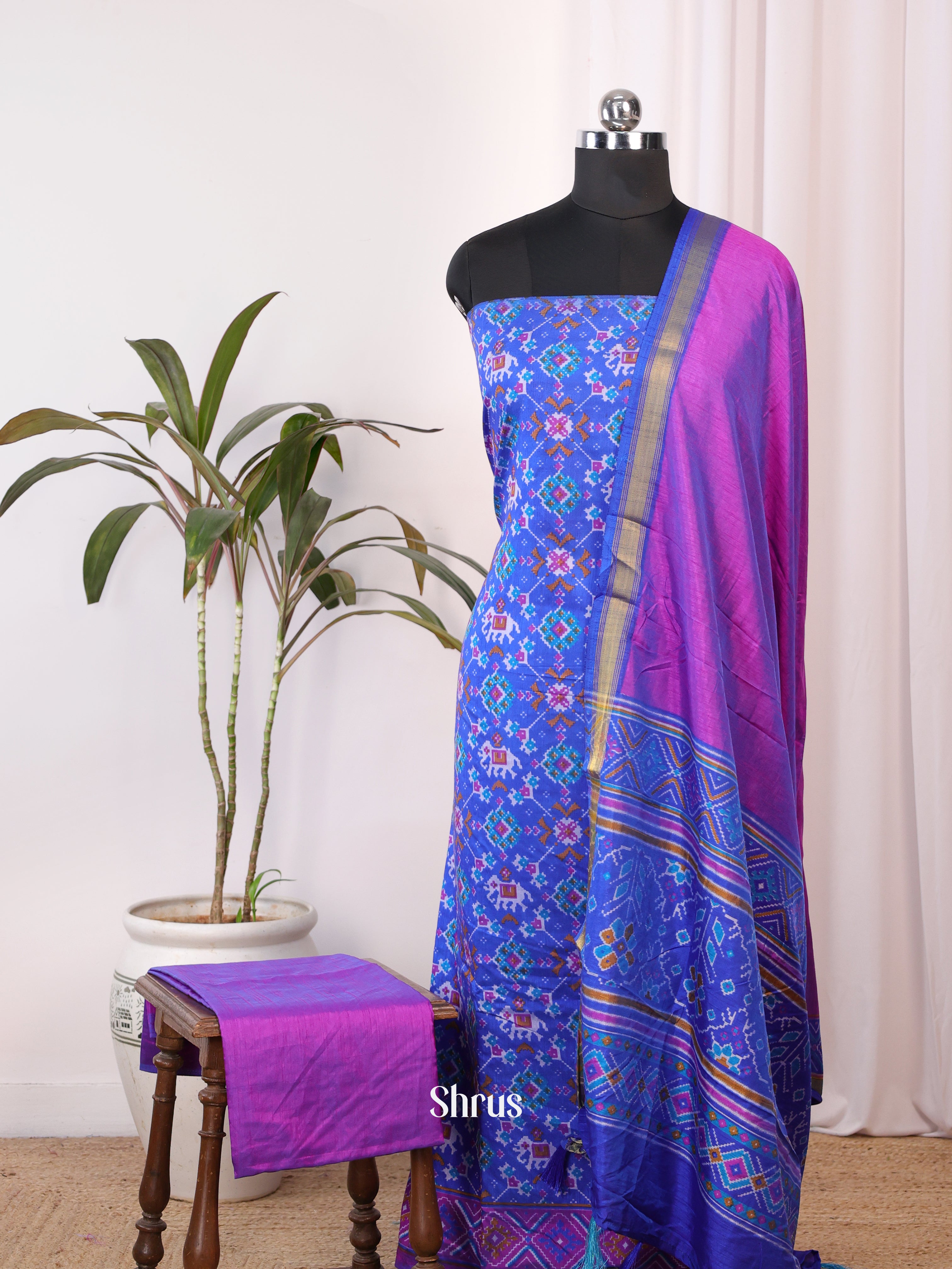 Blue & Purple - semi patola salwar