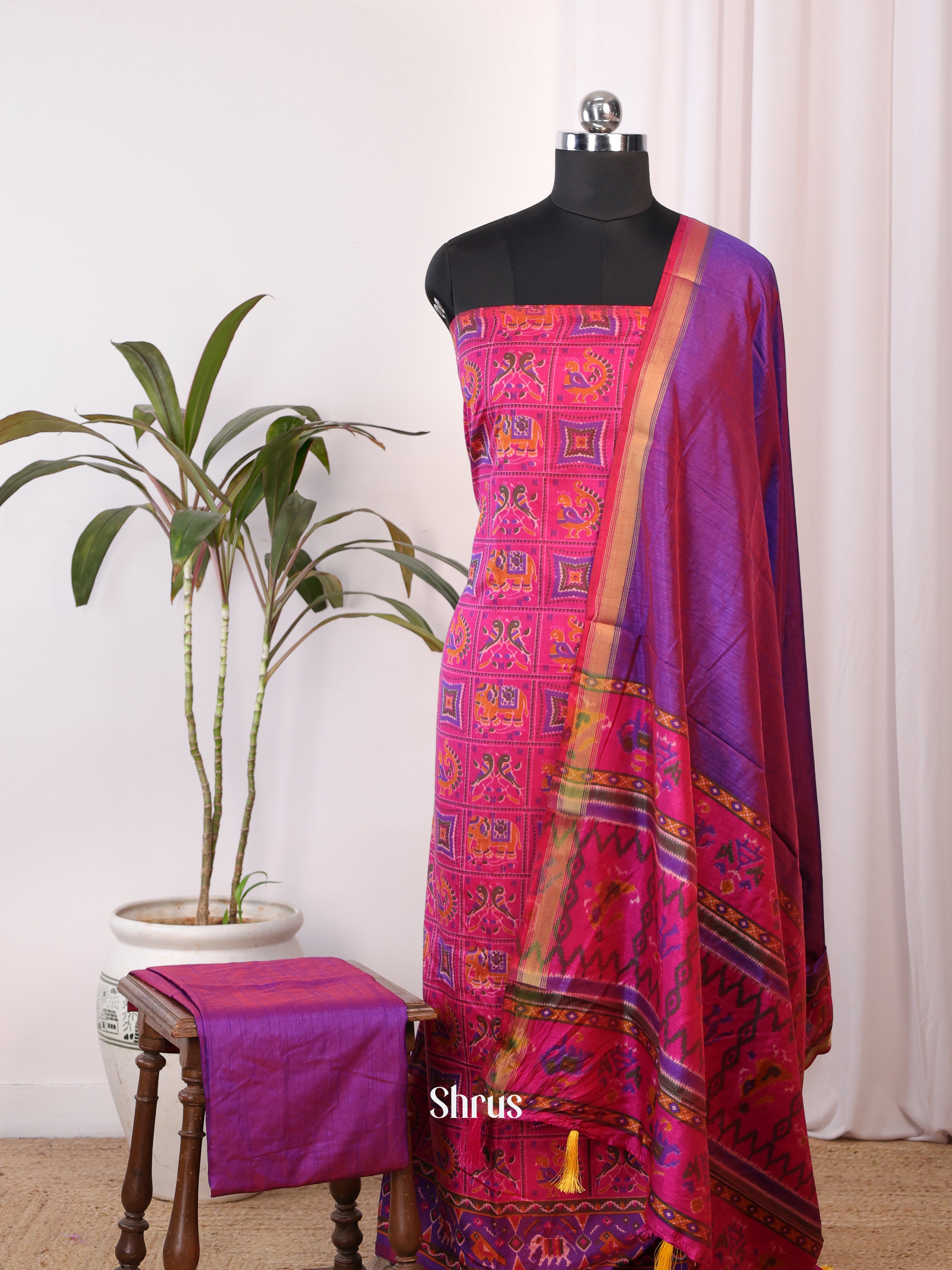 Pink & Purple- semi patola salwar