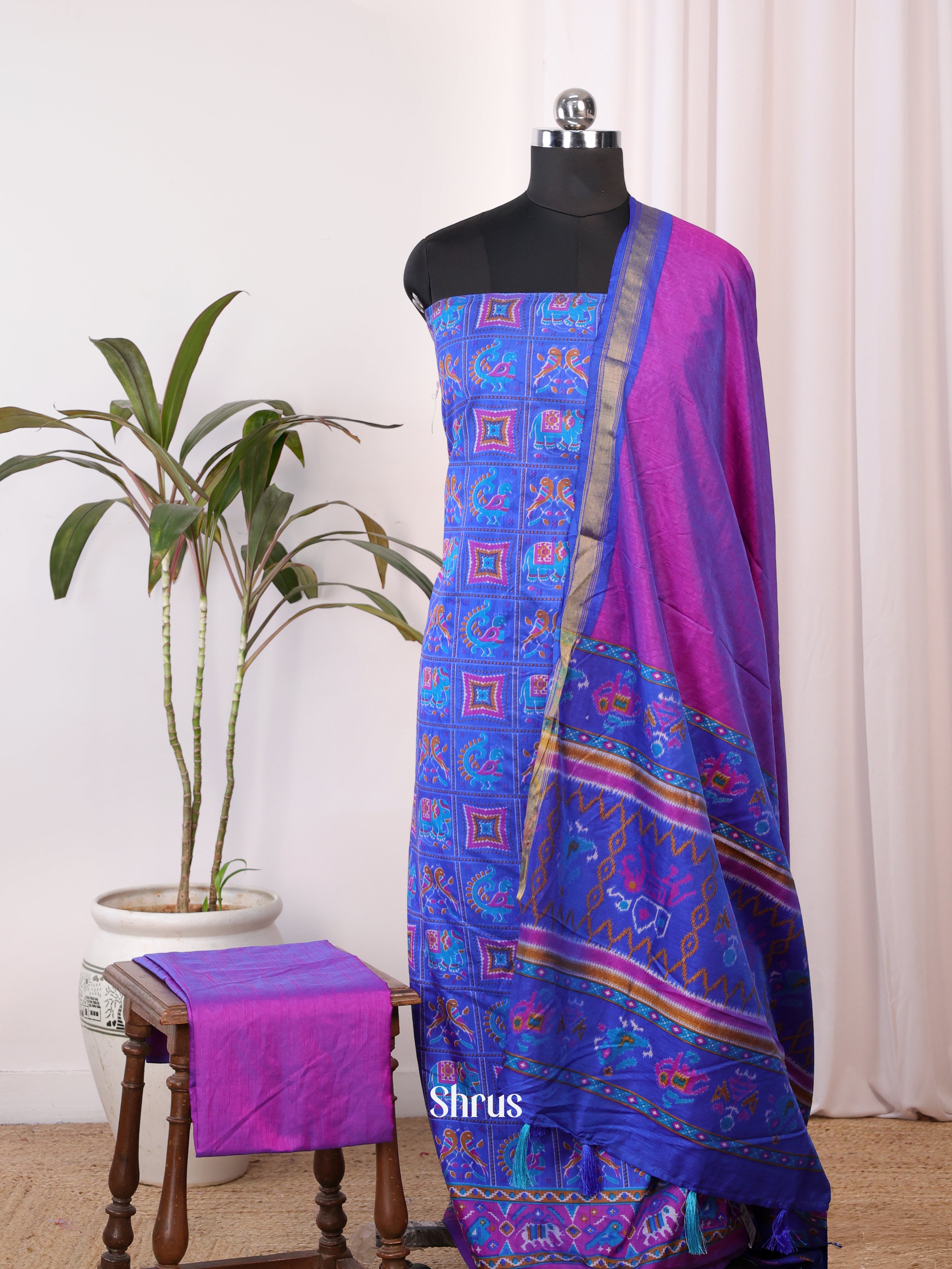 Blue & Purple - semi patola salwar