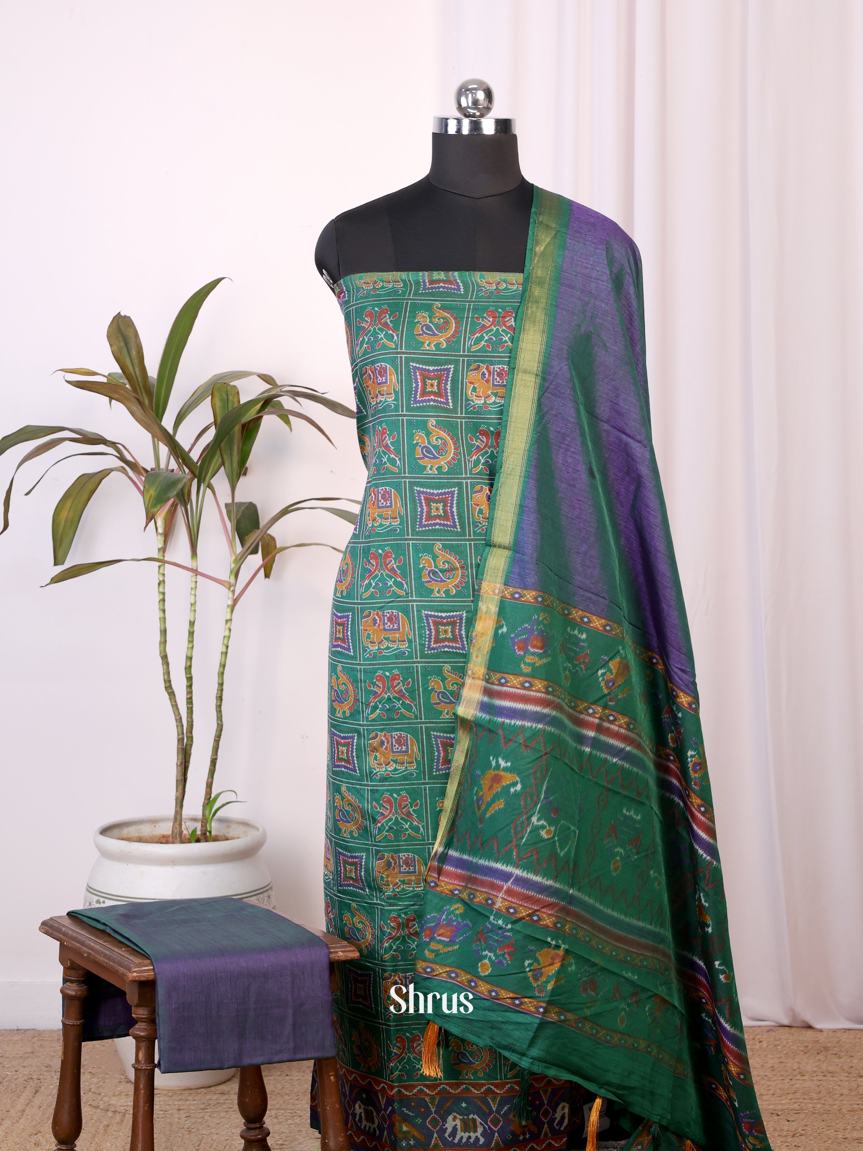 Green & Purple - semi patola salwar