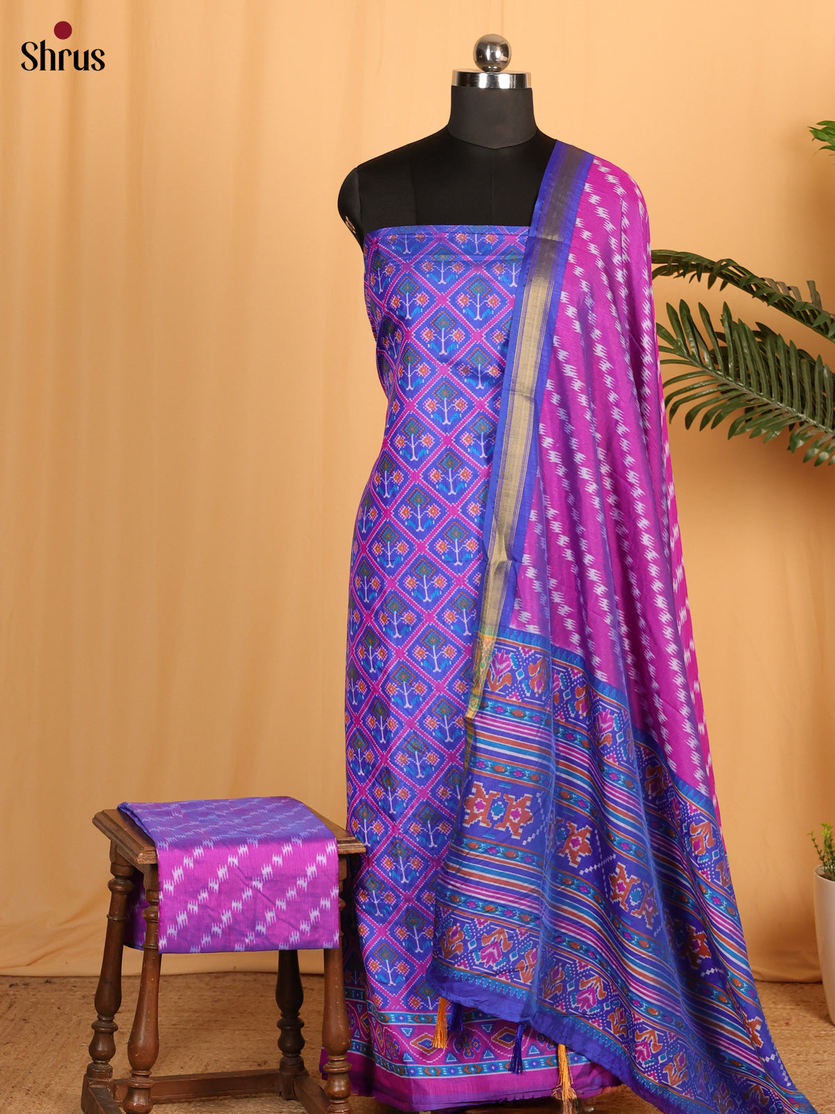 Blue & Purple- semi patola salwar - Shop on Shrus.com