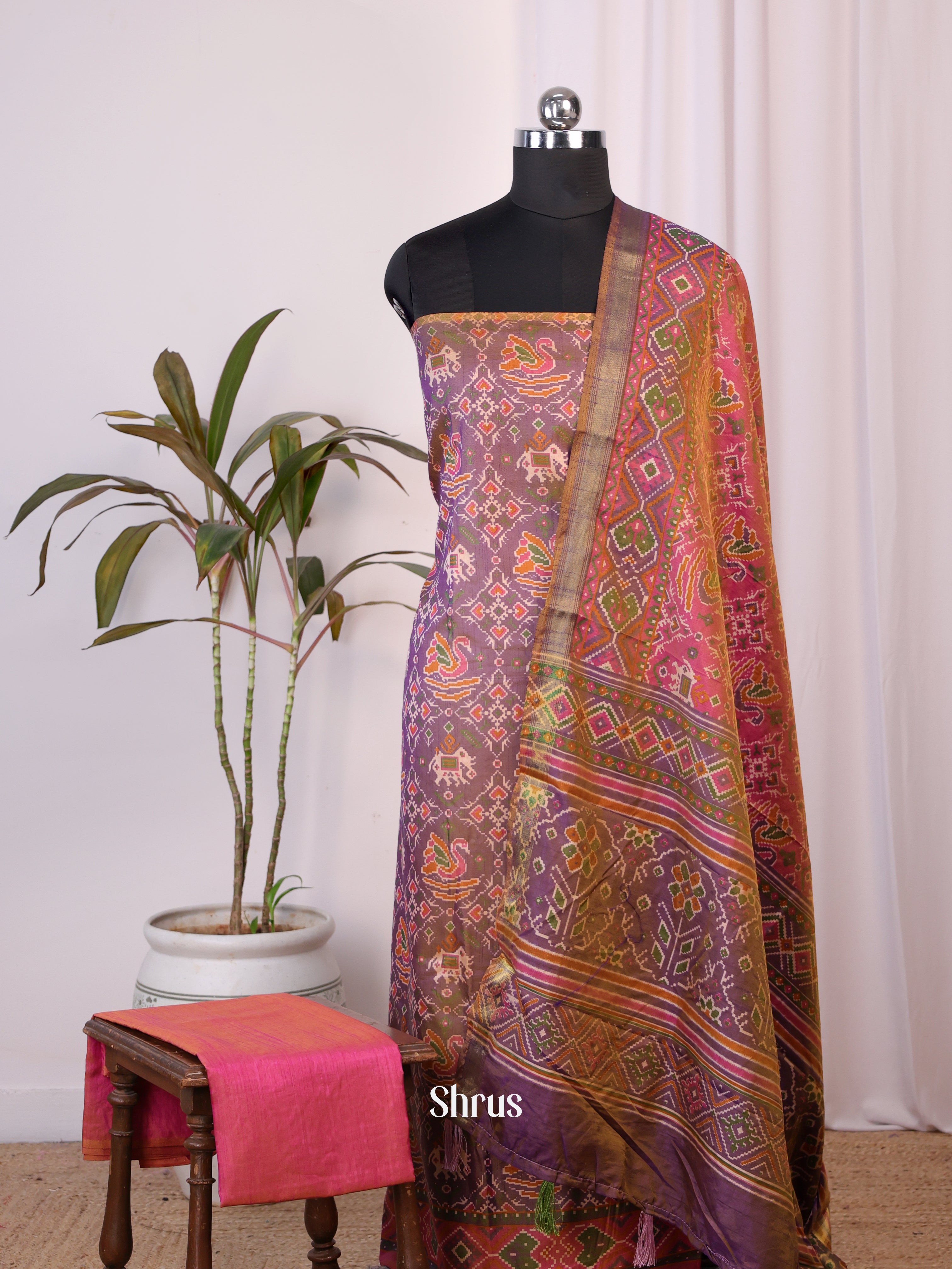 Purple & Pink - semi patola salwar