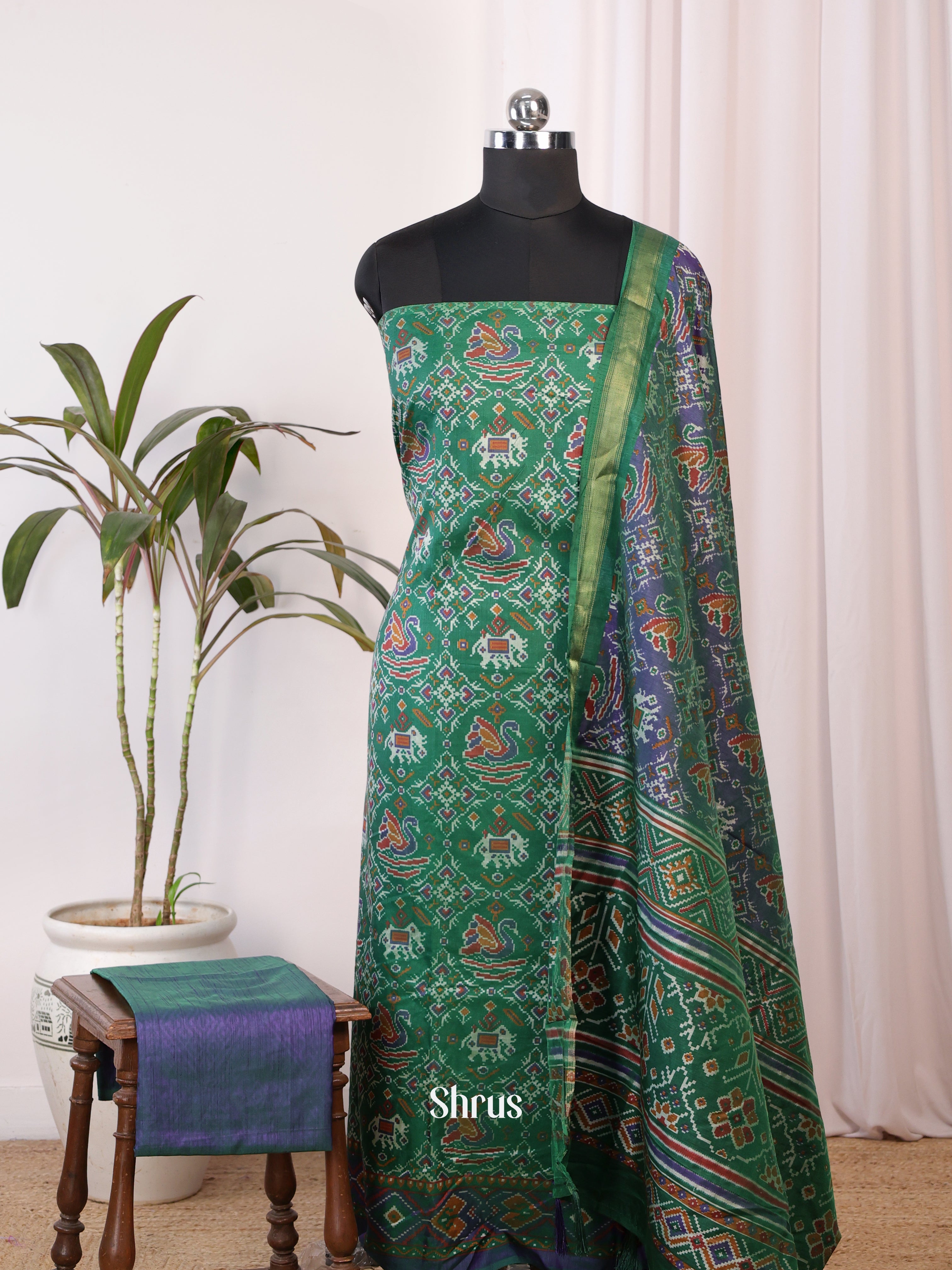 Green & Purple - semi patola salwar