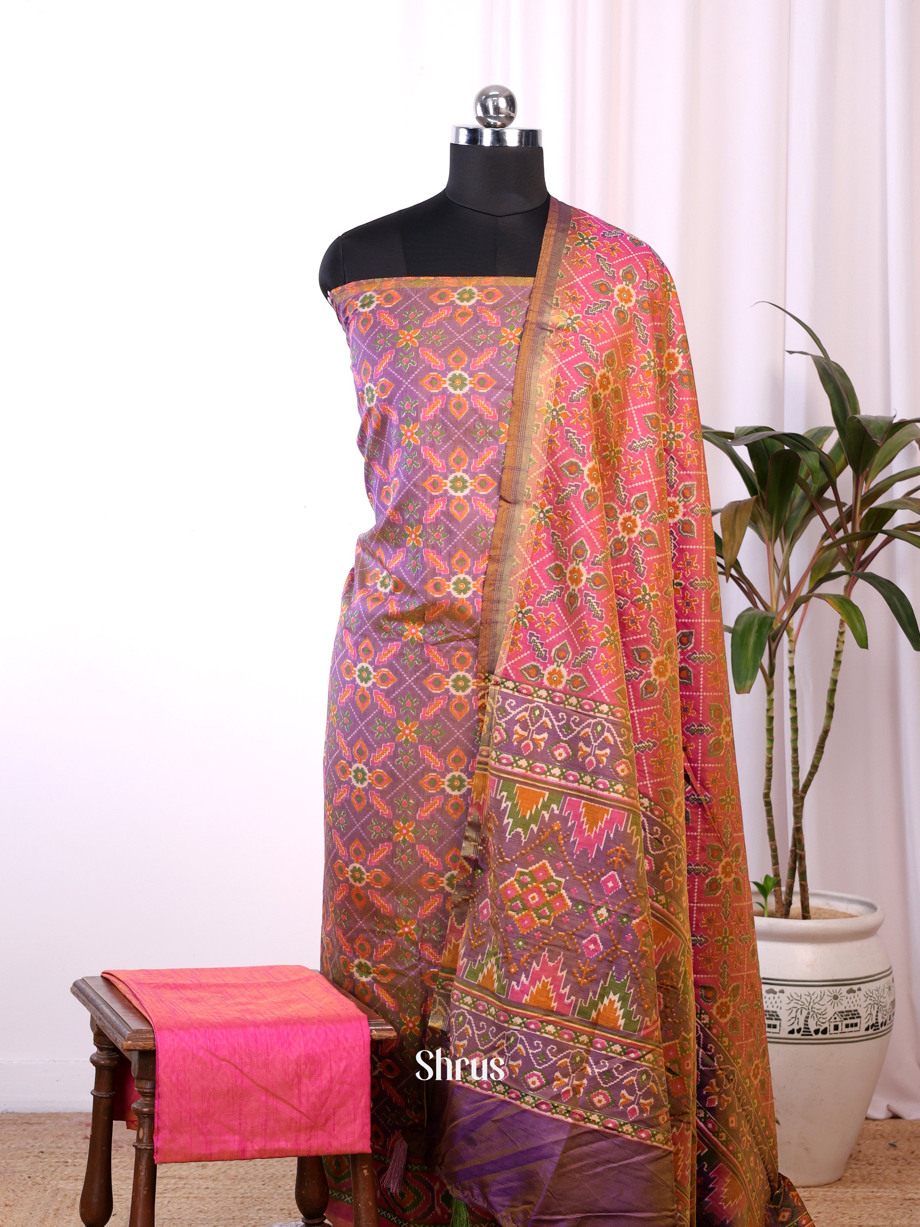 Purple & Pink- semi patola salwar