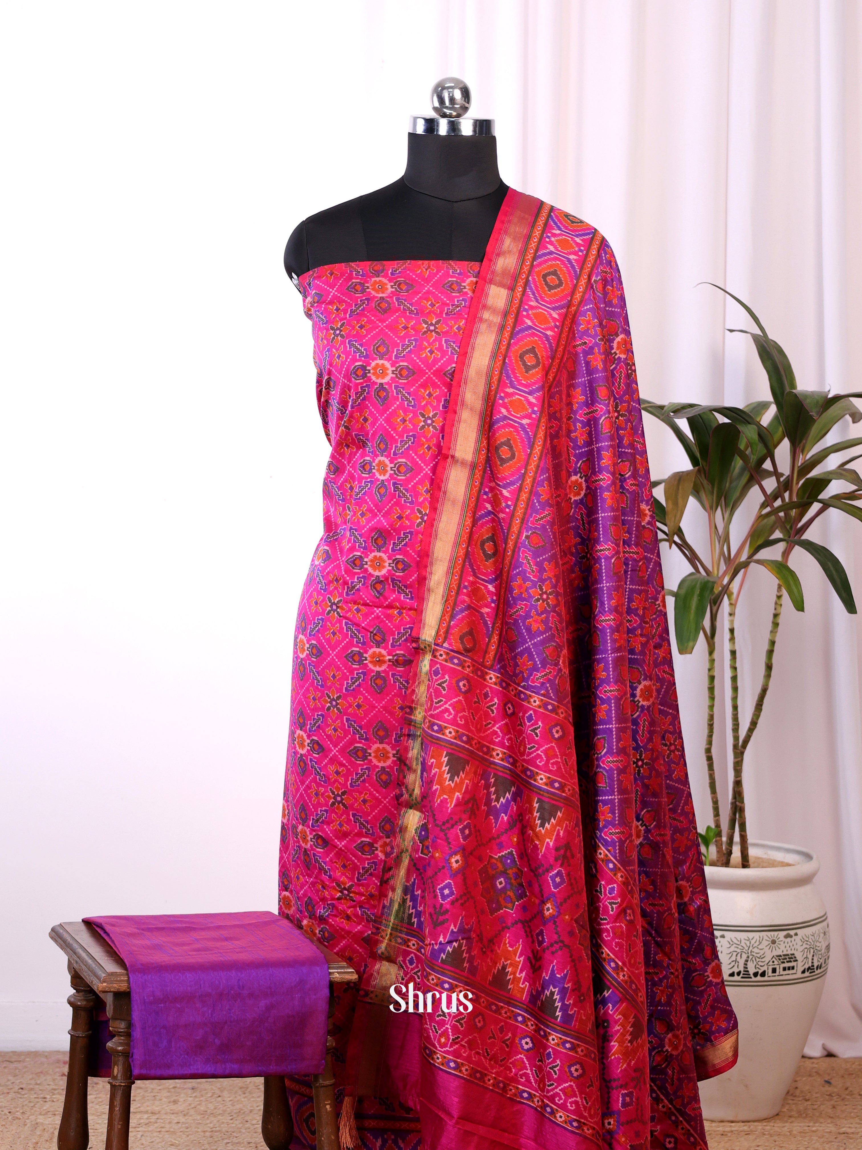 Pink & Purple- semi patola salwar