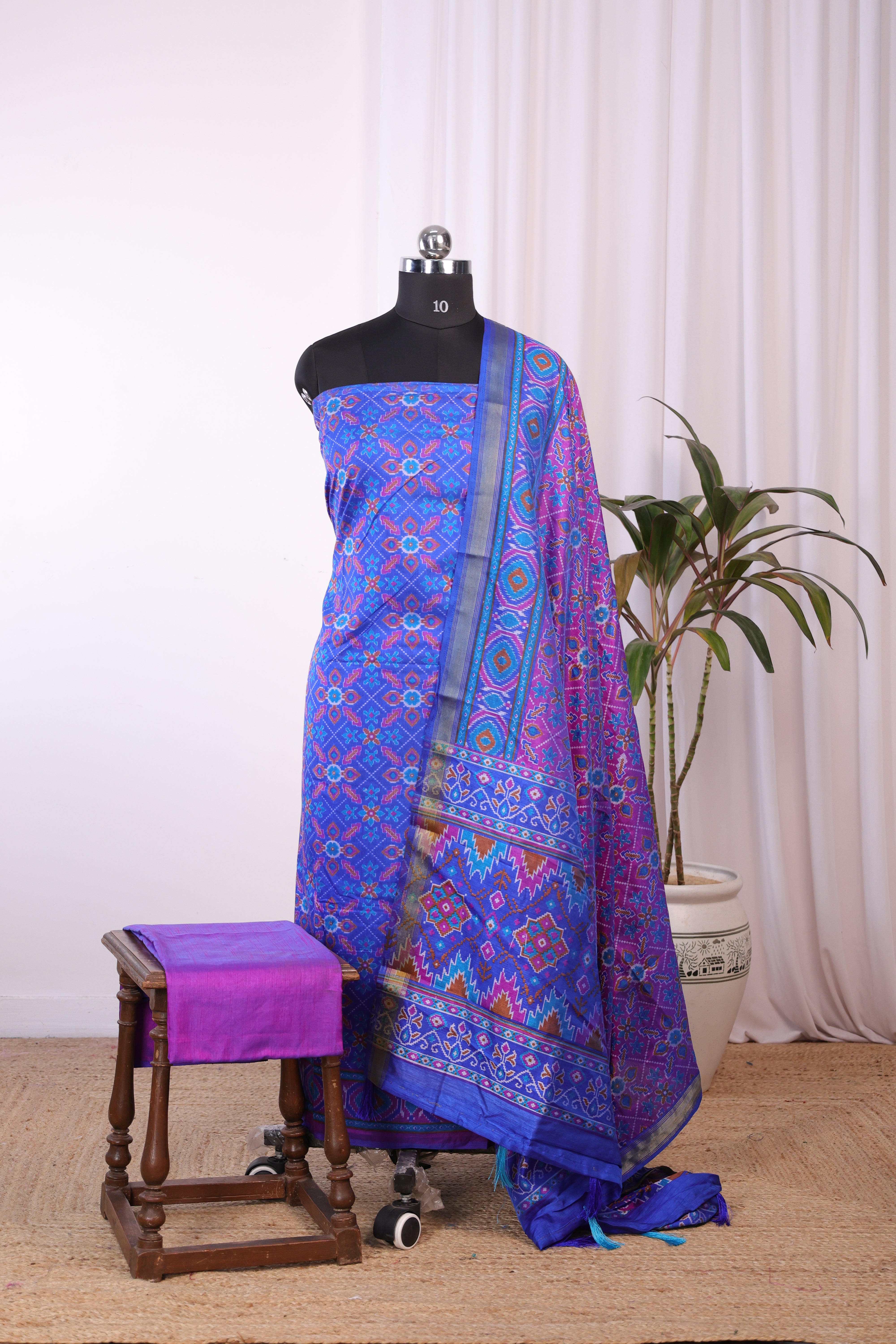 Blue & Purple - semi patola salwar