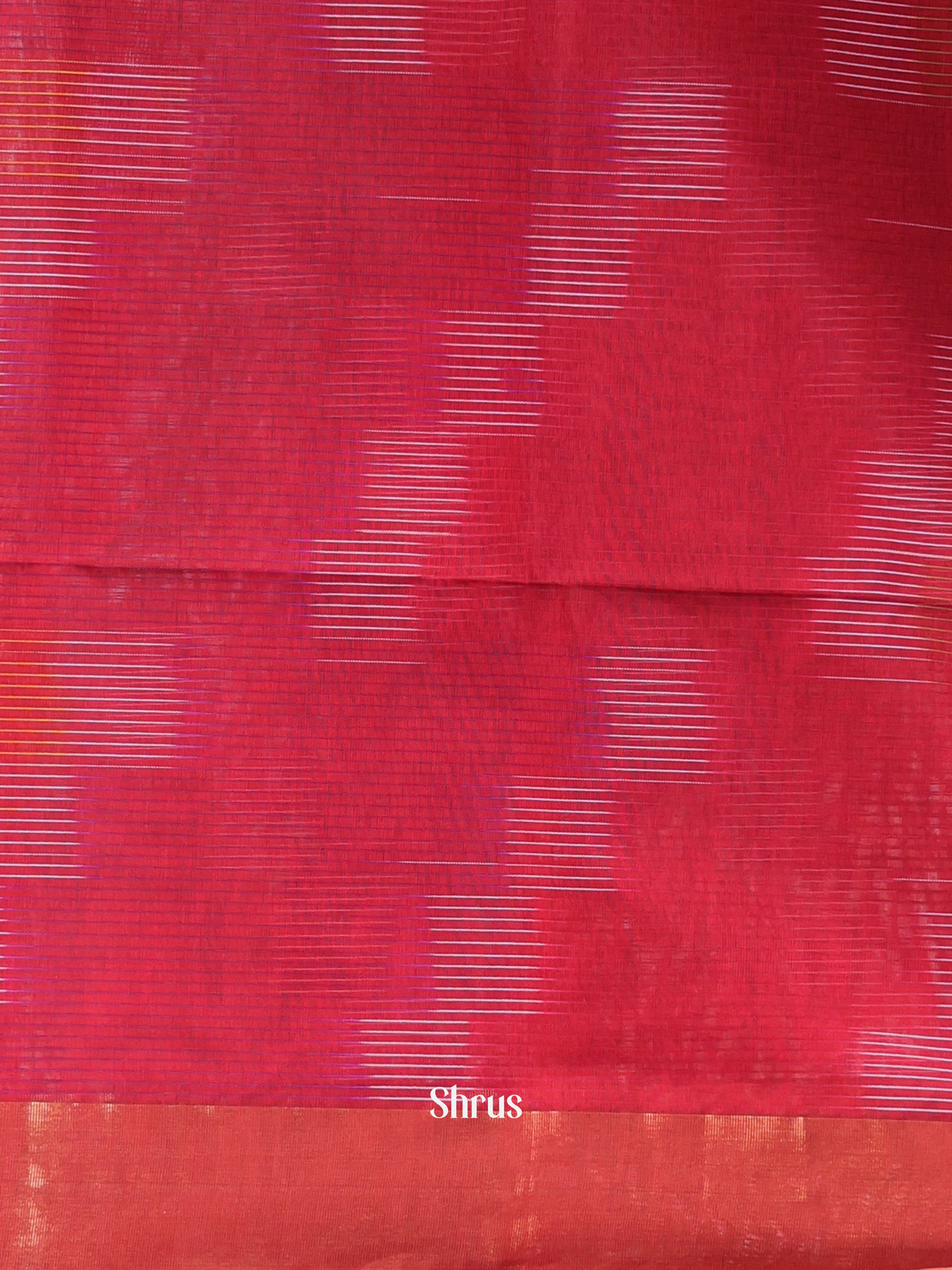 Red & Brown - Ikkat Kora Saree