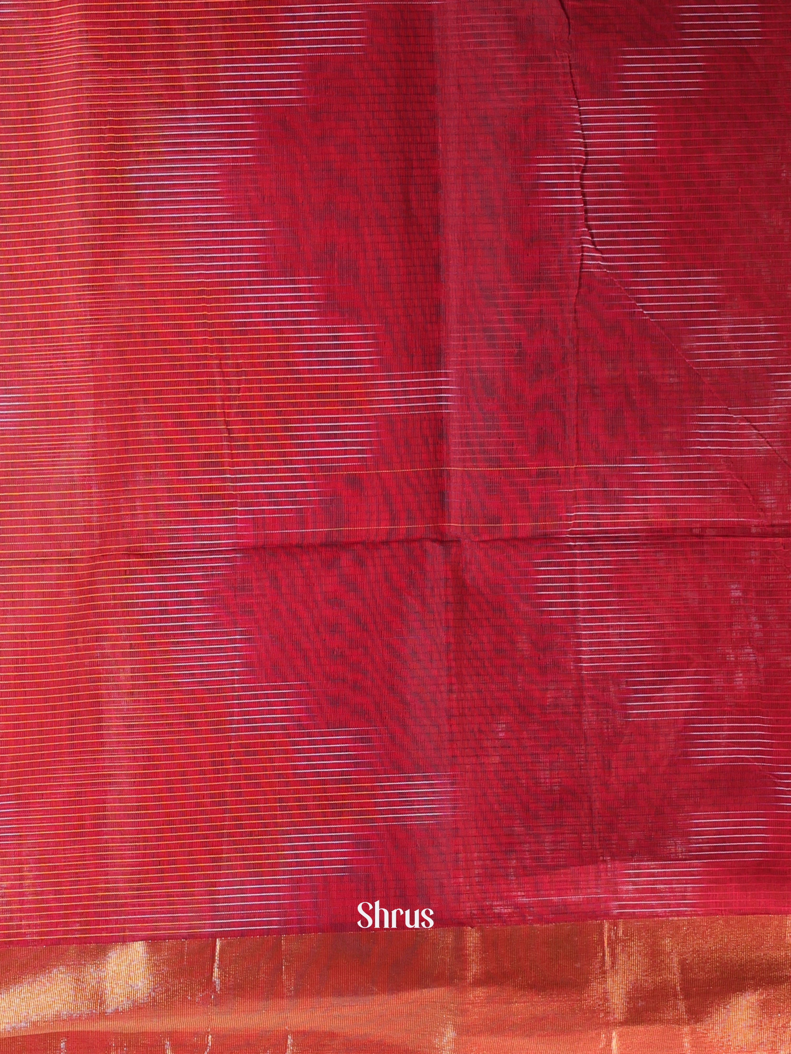 Red & Brown - Ikkat Kora Saree