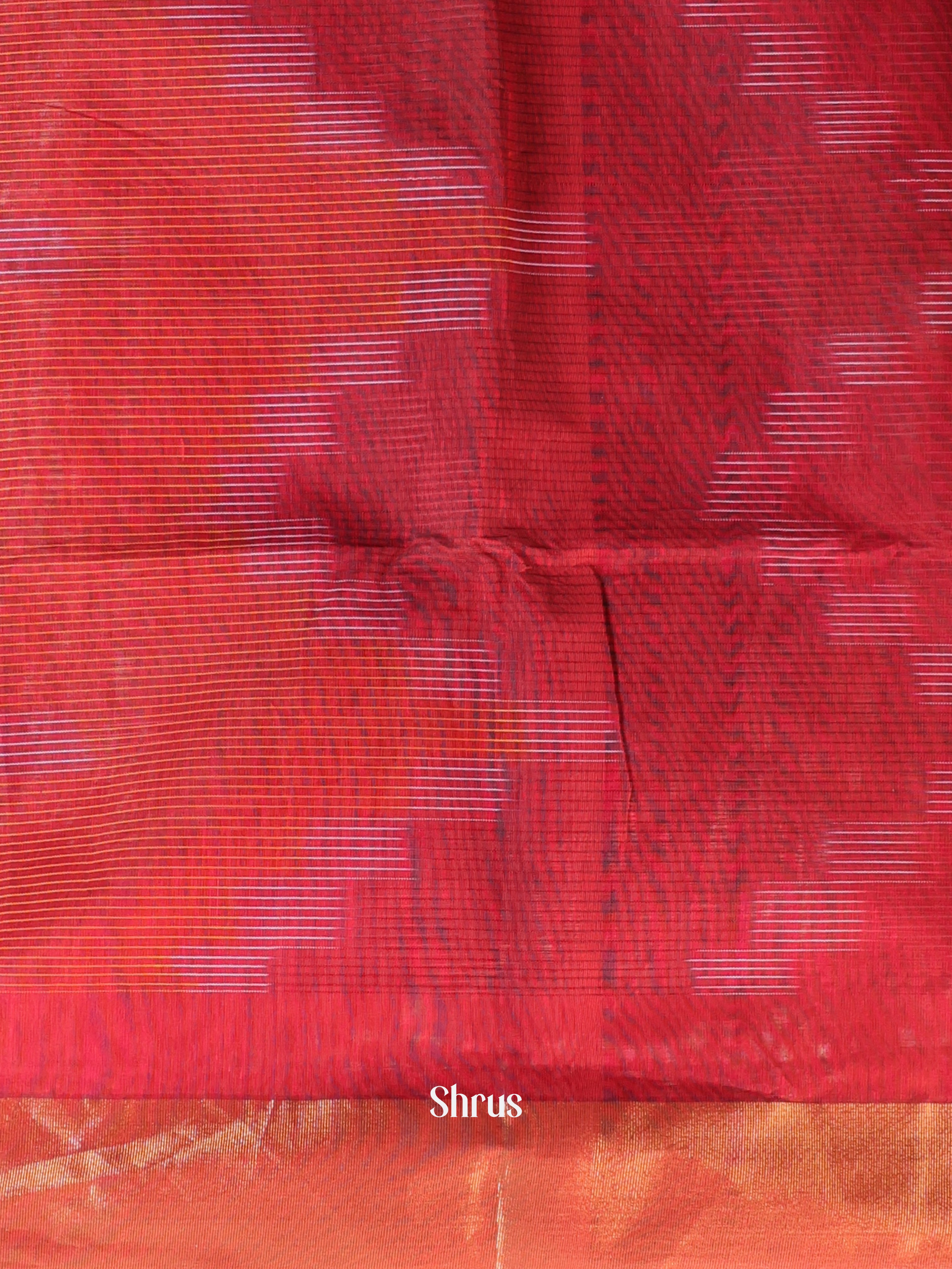 Red & Brown- Ikkat Kora Saree