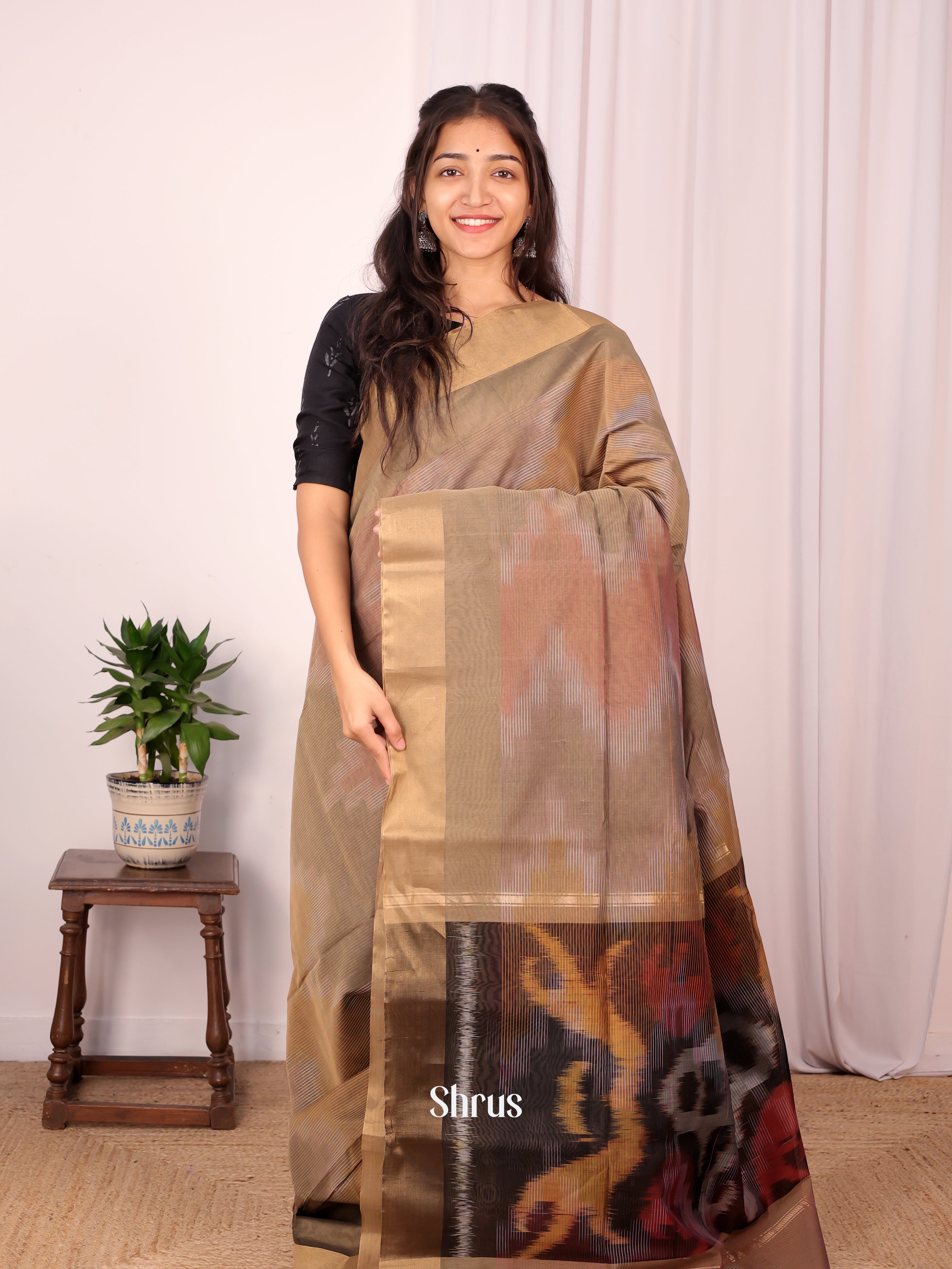 CKS15031 - Ikkat Kora Saree