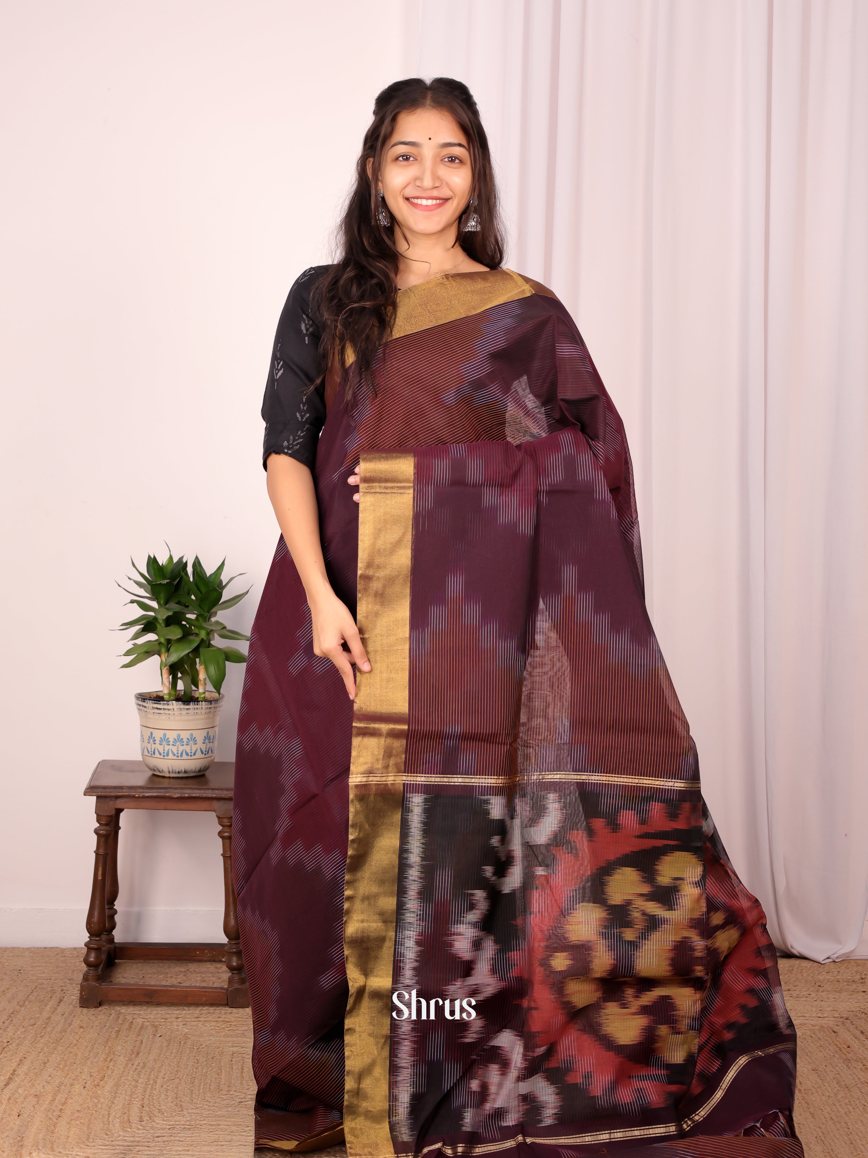 CKS15036 - Ikkat Kora Saree