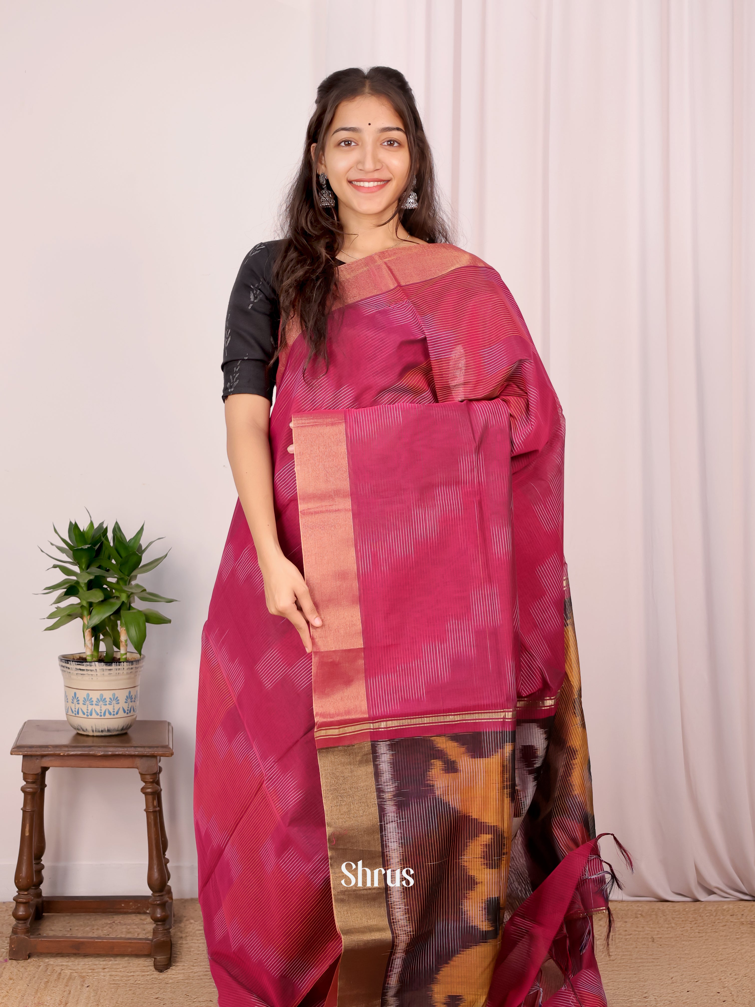 CKS15042 - Ikkat Kora Saree